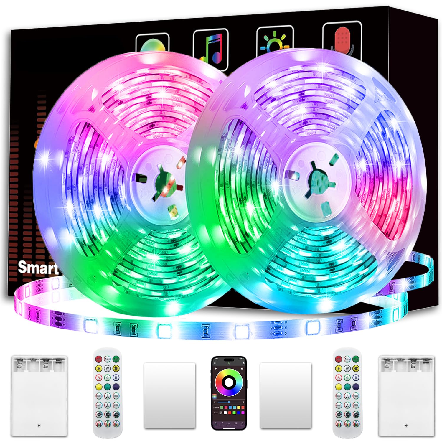 KIKO Battery Powered Led Band Lights 33ft  2x16.4ft USB/Battery Operated RGB LED Lights Birthday Christmas Gift with Remote for TV Backlight  Bedroom  Camping