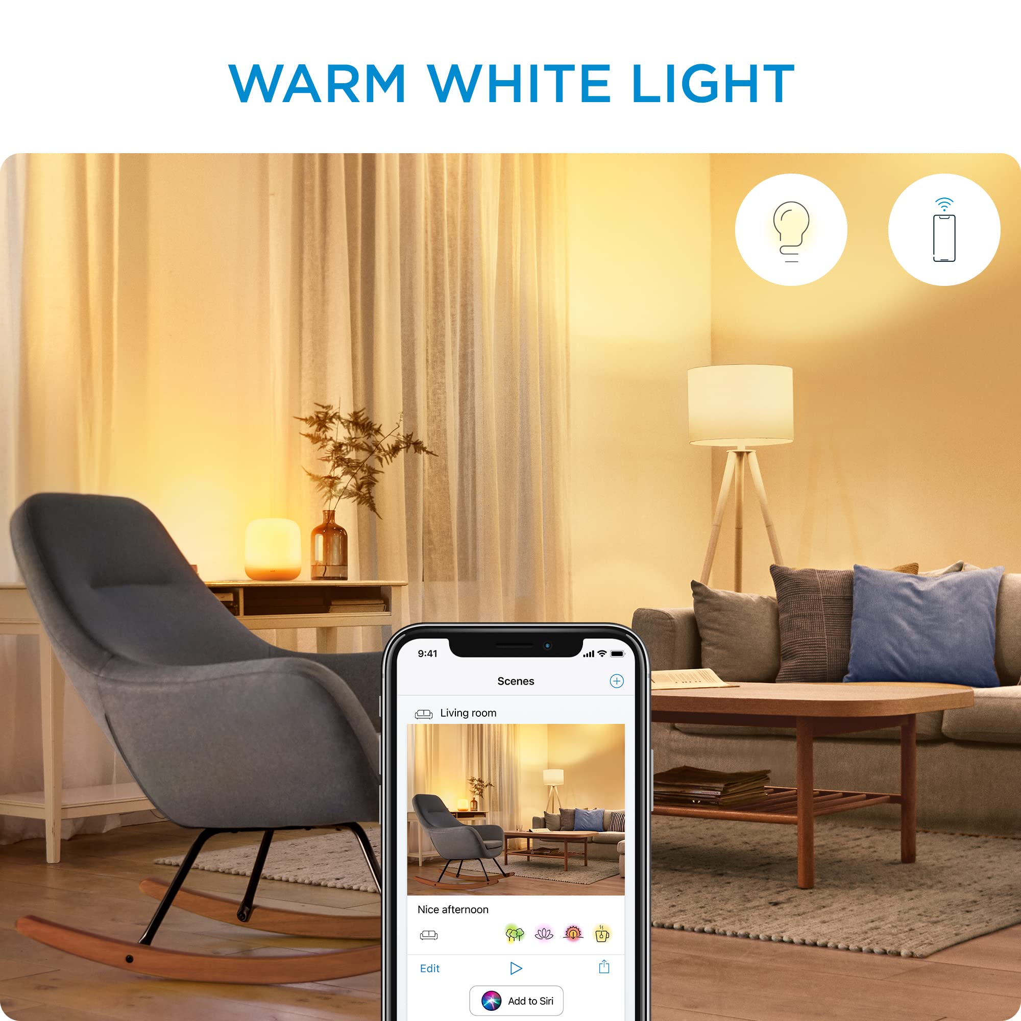 Wiz Clear 60W G25 Tunable White Led Smart Bulb - 6 Pack, Voice/App Control, Wi-Fi, Motion
