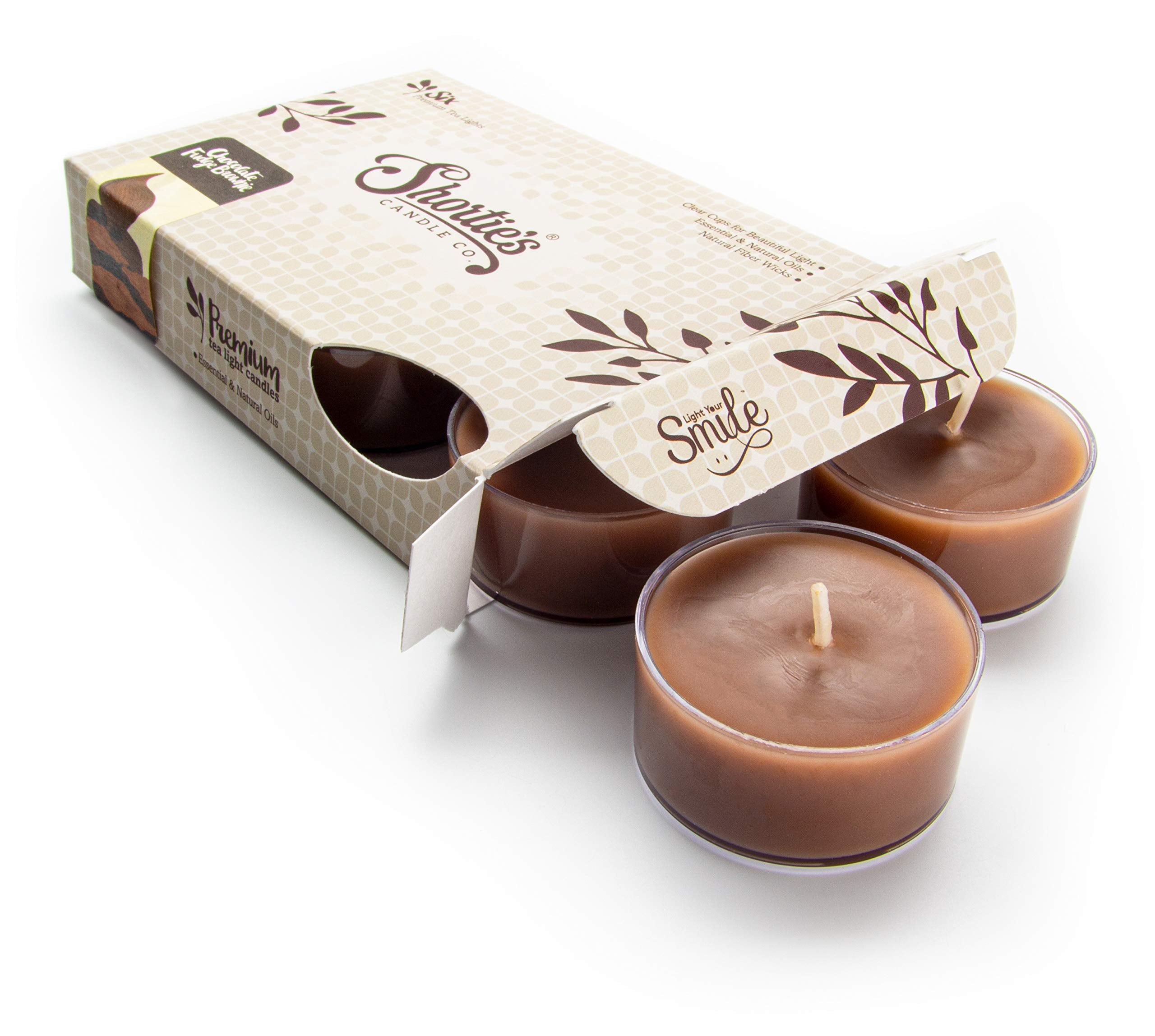 ShortieS Candle Company Chocolate Fudge Brownie Tealight Candles - 6 Brown Paraffin Wax Lights - Highly Scented - Made In Usa