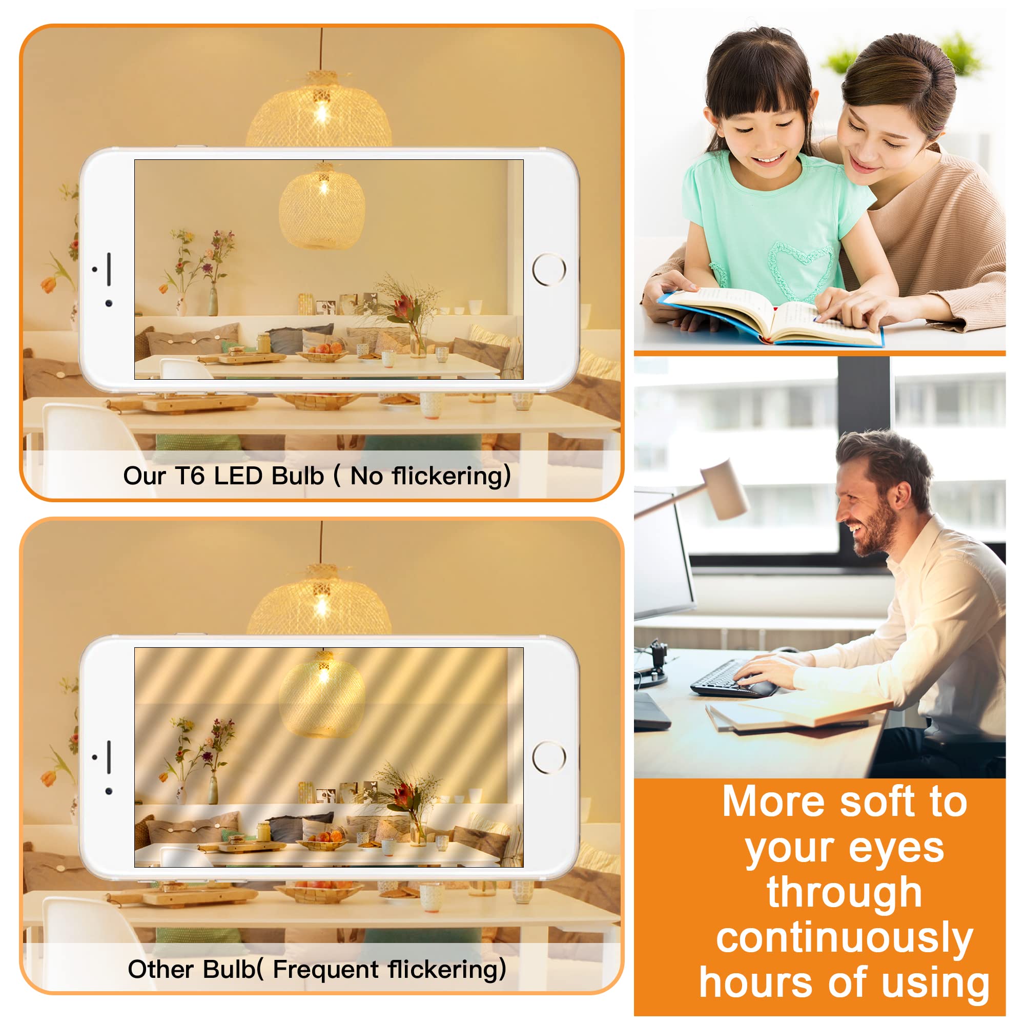 Mlambert 12 Pack Dimmable T6 Led Bulbs,4W Equal 40W E12 Candelabra Bulb 2200K,Clear 4W E12 Edison Base For Chandelier Light