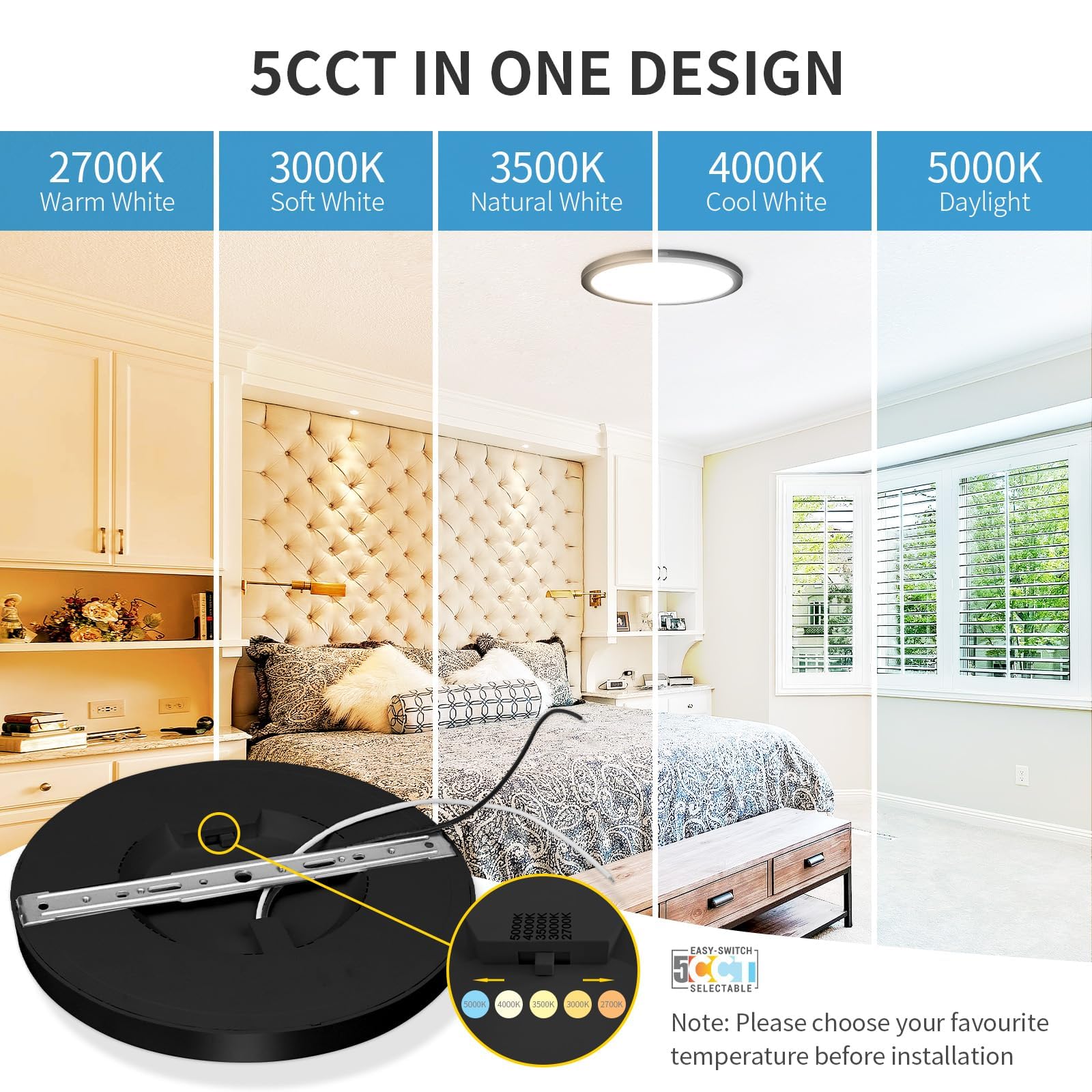 Mw 2 Pack Led Flush Mount Ceiling Light, 12 Inch Round Black Ceiling Light, 25W 120V 5Cct, Dimmable, Close To Ceiling Light Fixt