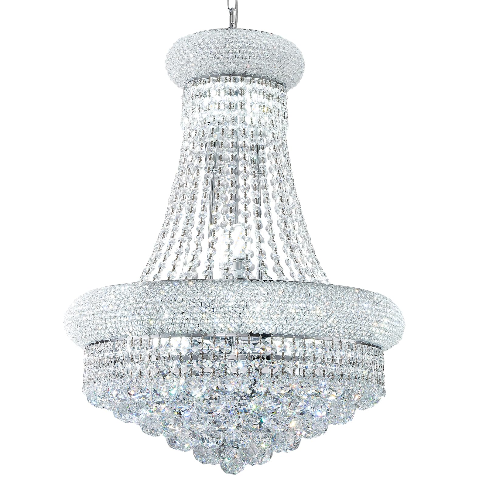Chandiry 12 Lights Chrome Finish Empire Crystal Chandelier Lighting For Dining Room Living Room Foyer Hallway Bedroom Entryway (