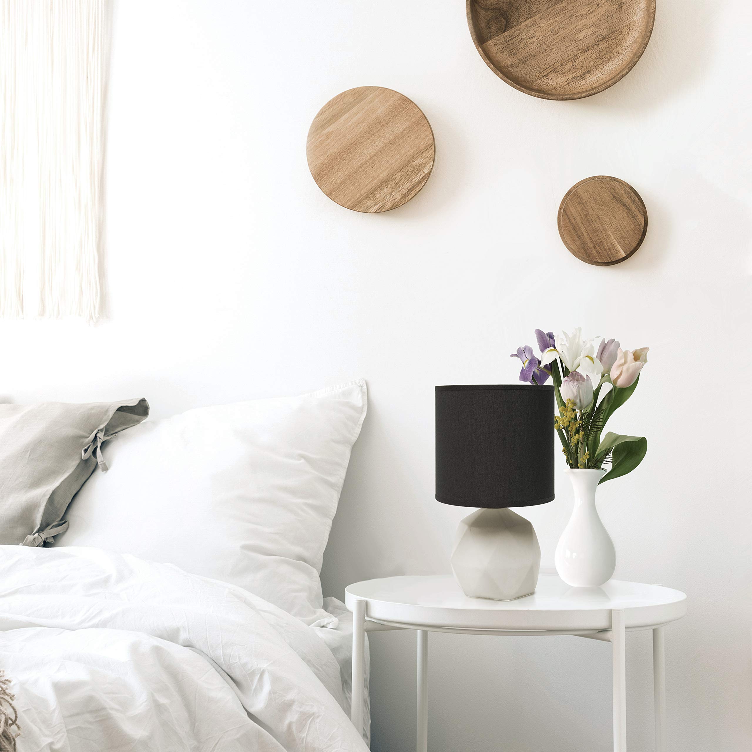 Simple Designs Lt2060-Blk Geometric Concrete Table Lamp, Black