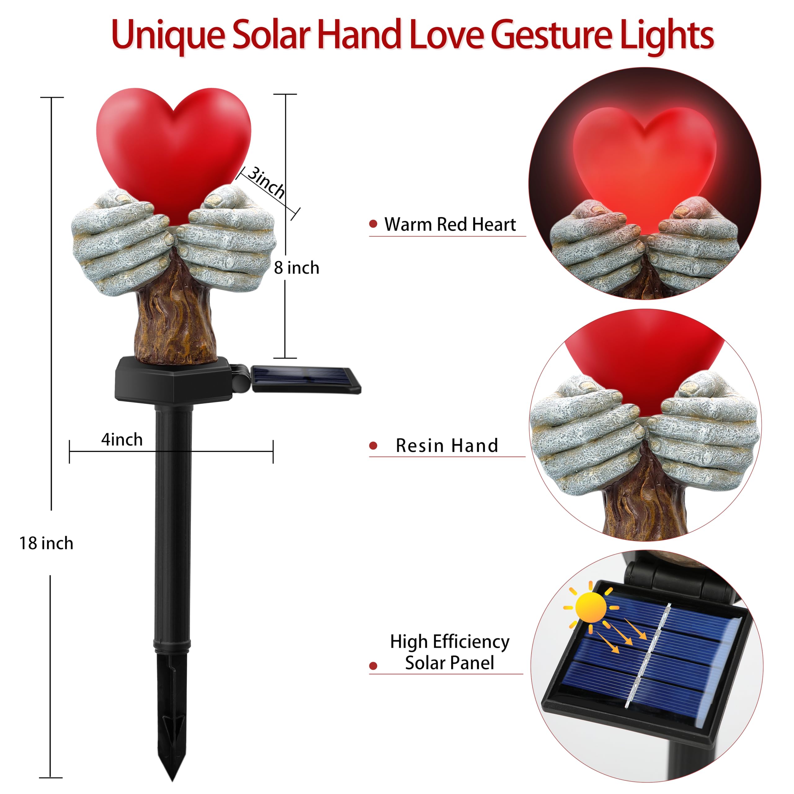 Solar Halloween Lights Outdoor, Solar Love Heart Hands Statue Memorial Gifts For Mom Grandma Loved Ones, Halloween Decorations S