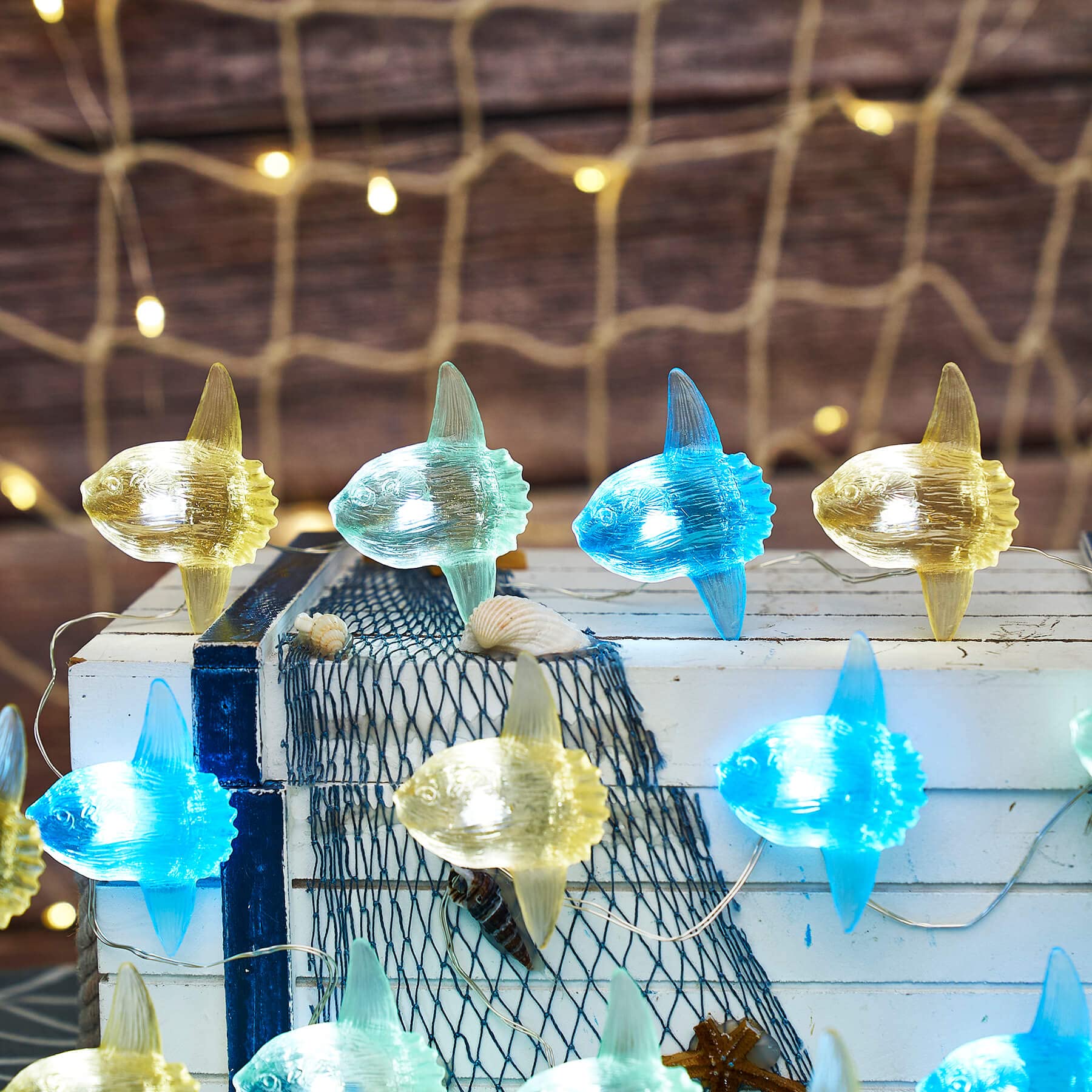 Sea Life Decor Ocean Fish String Lights Indoor Outdoor Mola Sunfish Nautical Theme Ocean Beach Decorative Lights Cute Marine Life Fairy Lights 30Led 10Ft Battery Operated For Bedroom Garden Camp Tent