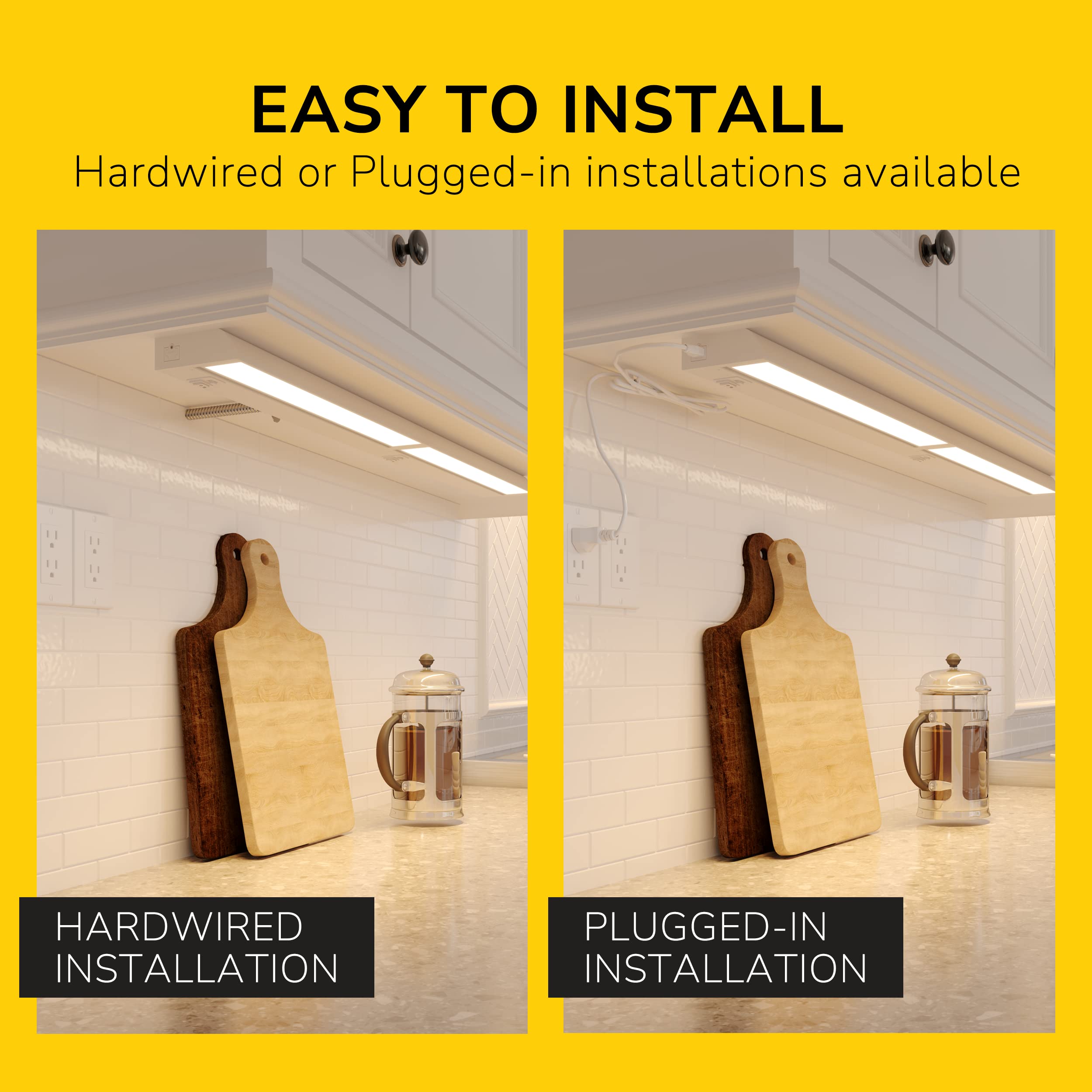 Getinlight 12-Inch Swivel Led Under Cabinet Lights, Glass Lens, Selectable White 2700K/4000K/5000K, Dimmable With Wall Dimmers,