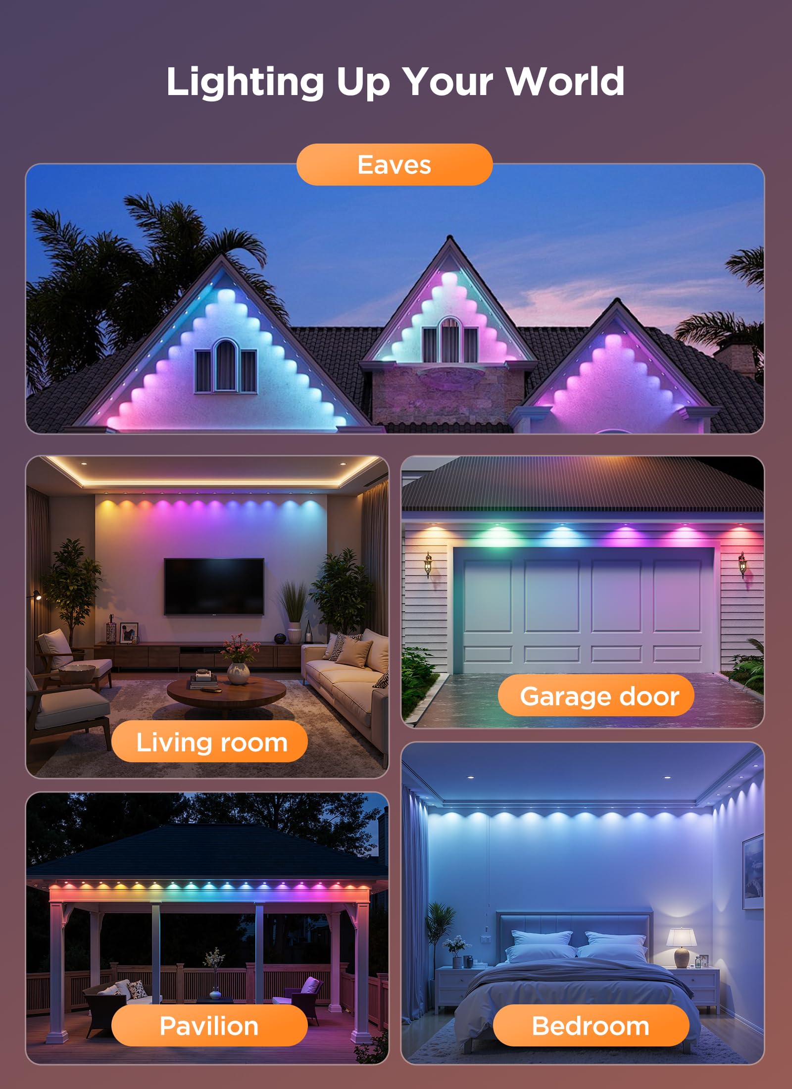 Smartdawn Permanent Outdoor Lights  100Ft 64 Bulbs Rgbic Led Outdoor String Lights  Diy Scene Mode  Ip68 Waterproof Christmas Lights For Daily Decor  House Roof  Holiday Decorations  Outside