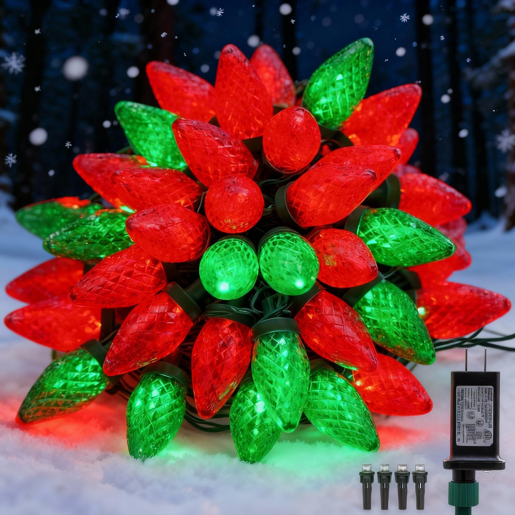 Ucutely C9 Led Christmas Lights Outdoor 33 Feet 50 Led 8 Lighting Modes Waterproof Connectable Christmas String Lights For Outside Roofline Patio Home Xmas Decorations (Red & Green)