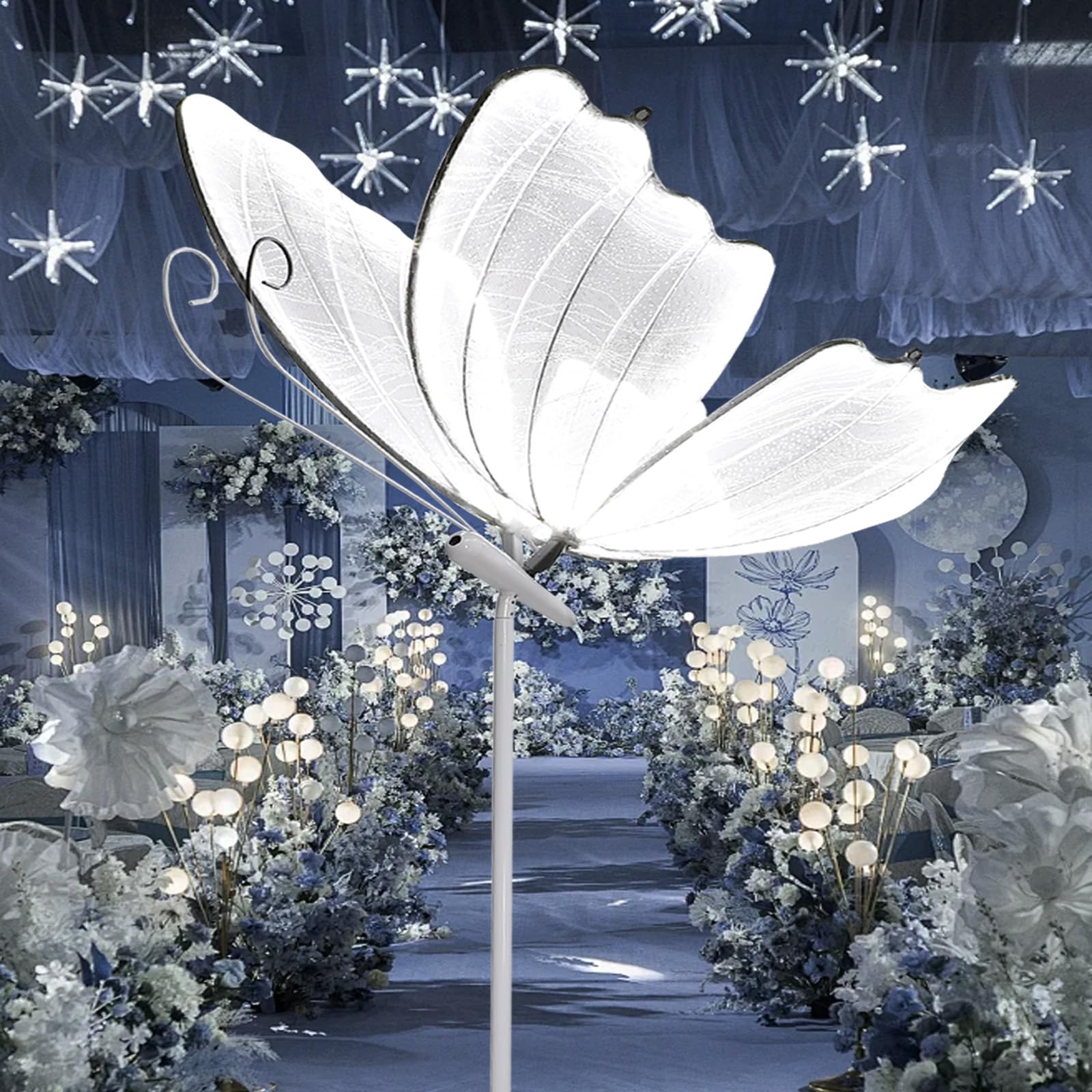 ECGOIOE Wedding Butterfly Floor Lamp, 60CM/24IN, White, Iron Material, Creative Hanging Decoration for Parties and Events