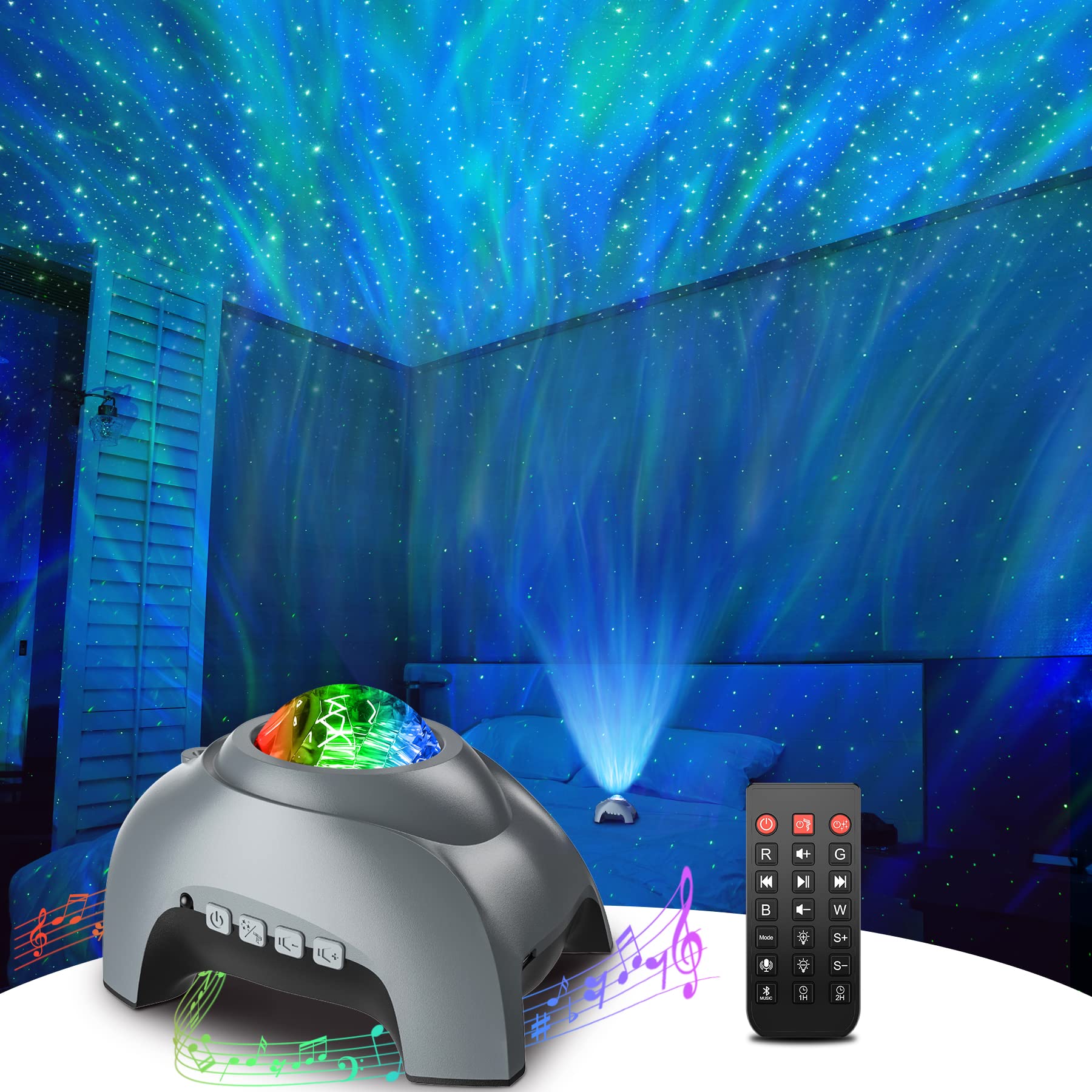 Rossetta Galaxy Projector, Star Projector Led Lights For Bedroom, White Noise Aurora Projector, Night Light For Kids Room, Adult