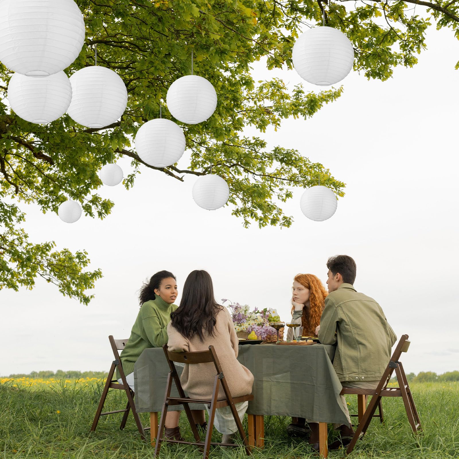 Treela 30 Pack White Chinese Japanese Paper Lanterns Decorative Hanging Ball Lanterns Round Paper Lantern Lamps For Wedding Birthday Party Home Decorations(12 Inch)