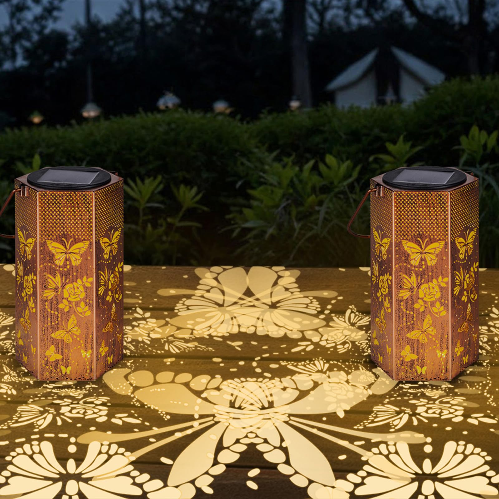 4 Pack Butterfly Solar Lanterns Outdoor Waterproof - Birthday Gifts For Women, Mom, Butterflies Solar Lights Outdoor Hanging Gar