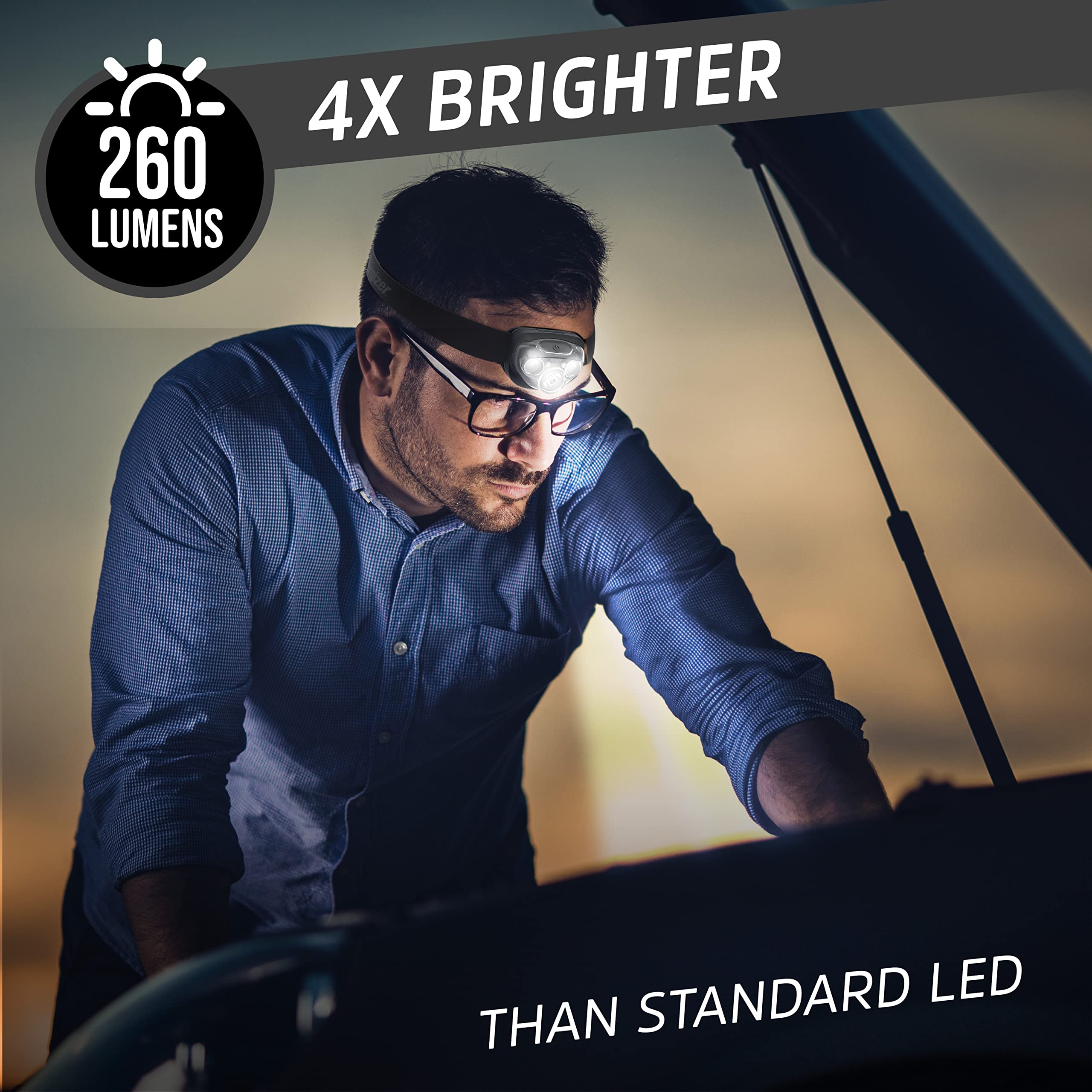 Energizer Led Headlamps Pro260 (4-Pack), Ipx4 Water Resistant Headlamps, High-Performance Head Light For Outdoors, Camping, Runn