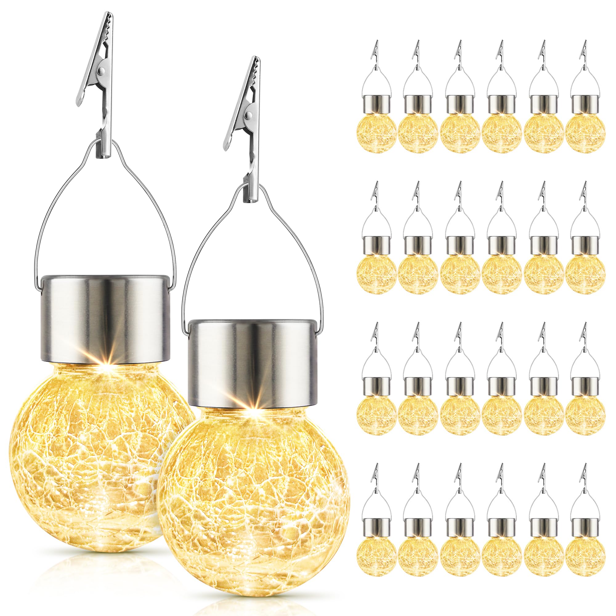 PARTPHONER Solar Lights Outdoor Hanging Globe 24 Pack, Waterproof, Warm White, Model YSSO002ASO