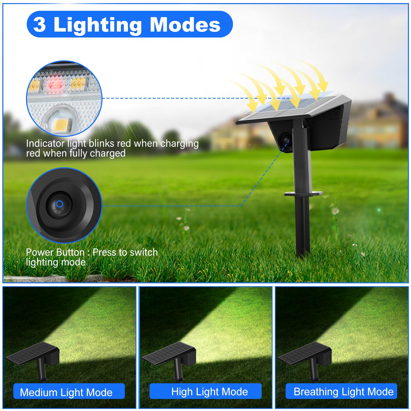 Dealgadgets Solar Spot Lights 44 Led Outdoor, Ip65 Waterproof, 3 Modes, Warm White, 2 Pack