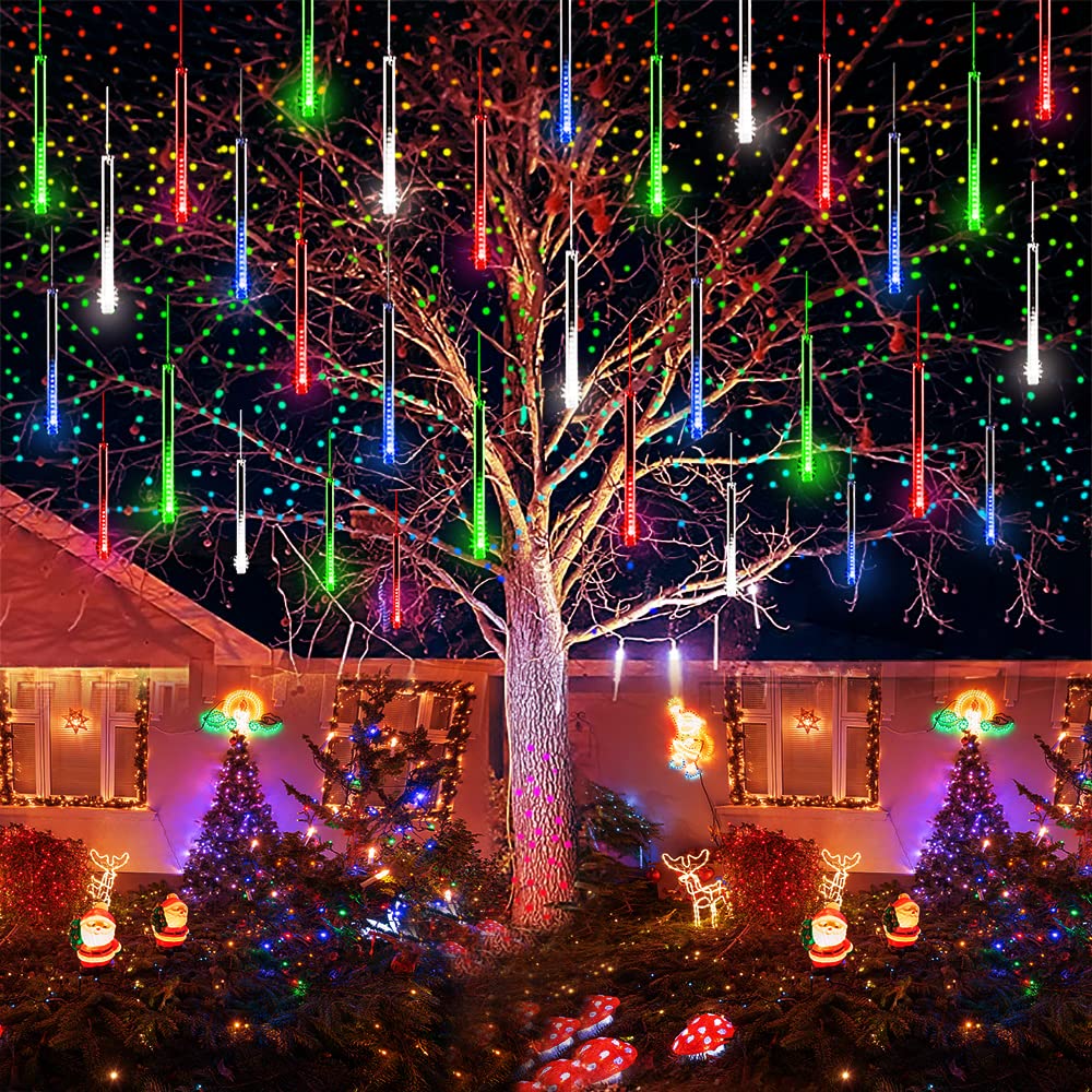 Aokudoni 16&quot; Meteor Shower Christmas Lights - Multicolor Outdoor Decorations For Holiday Events