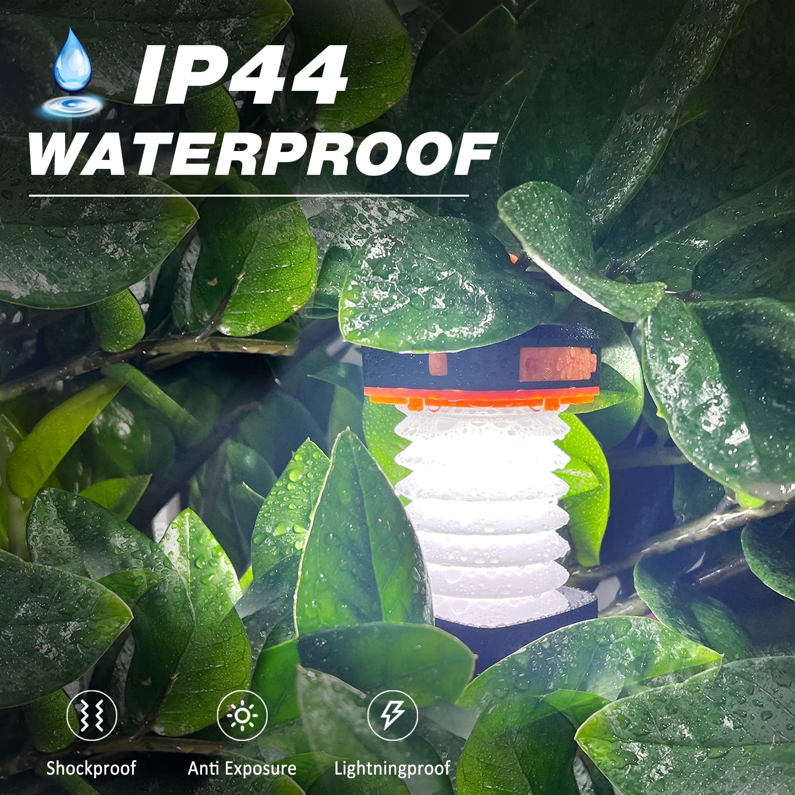 2-Pack Folding Solar Camping Lantern Flashlights, DIBMS Mini Collapsible USB Rechargeable Waterproof Hanging Light Power Bank fo