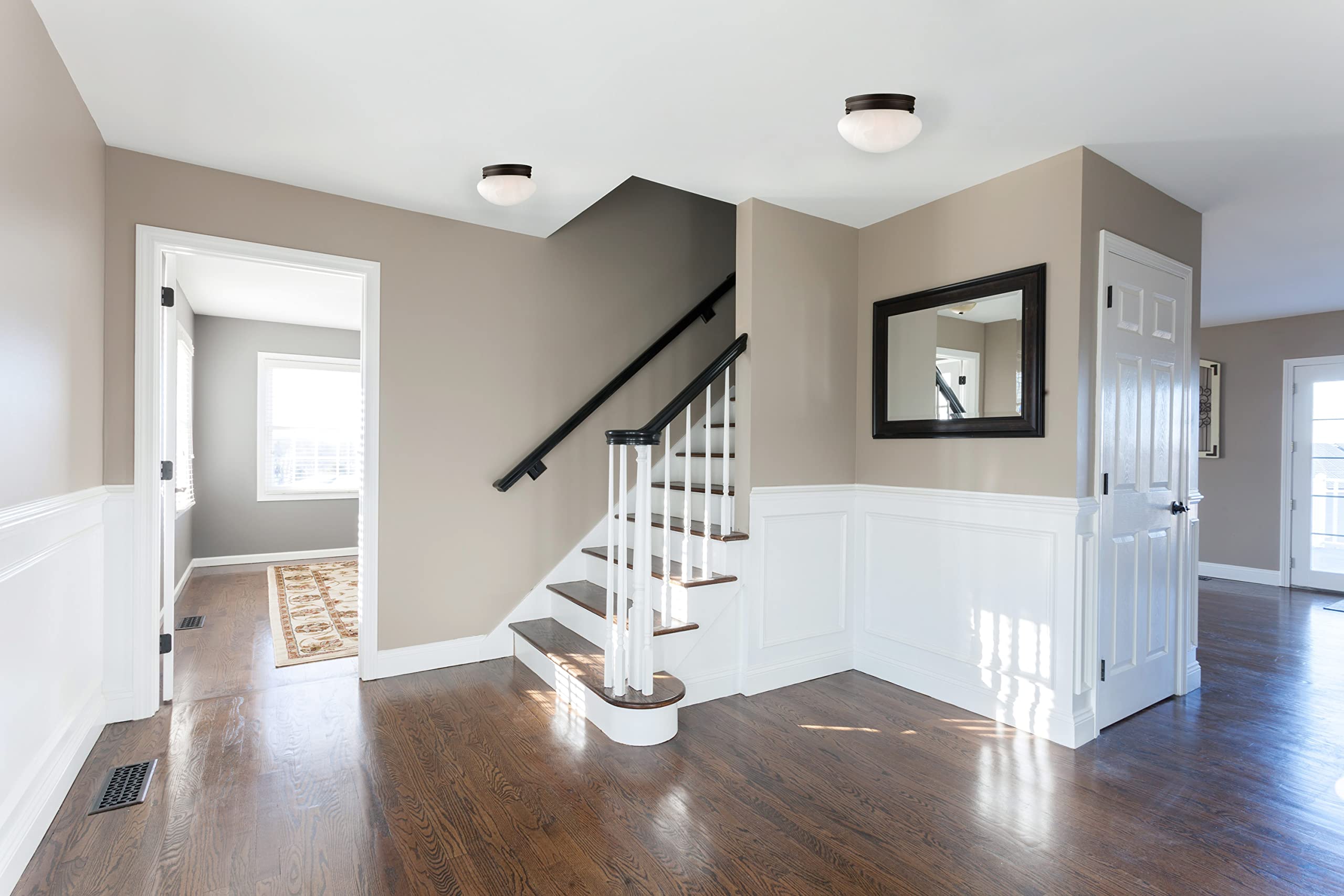 Design House 514547 Millbridge Traditional 1-Light Indoor Flush Mount Ceiling Light Dimmable Alabaster Glass For Bedroom Dining