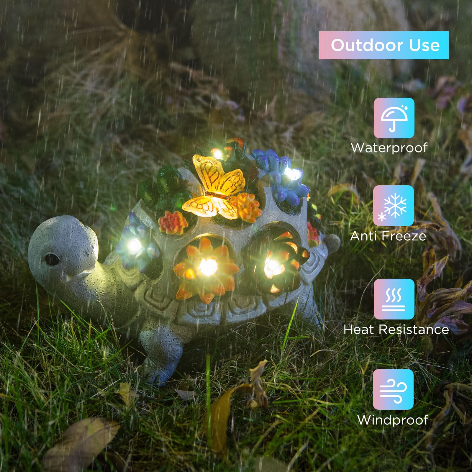 Turtle Solar Lights Outdoors Garden Statue Lawn Ornaments Turtle Solar Garden Statues With Butterfly Solar Lights Gifts For Women Men Birthday Gifts Turtle Garden Decor For Patio Lawn Porch Backyard