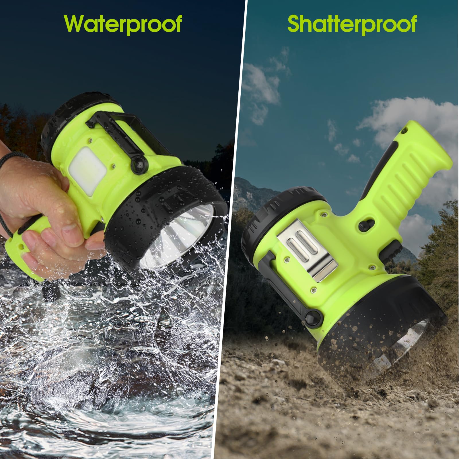 Wenfeng Rechargeable Spotlight Flashlight With 1000,000 High Lumen Led, Waterproof Handheld Bright Outdoor Spot Light Searchlight For Boating, Camping