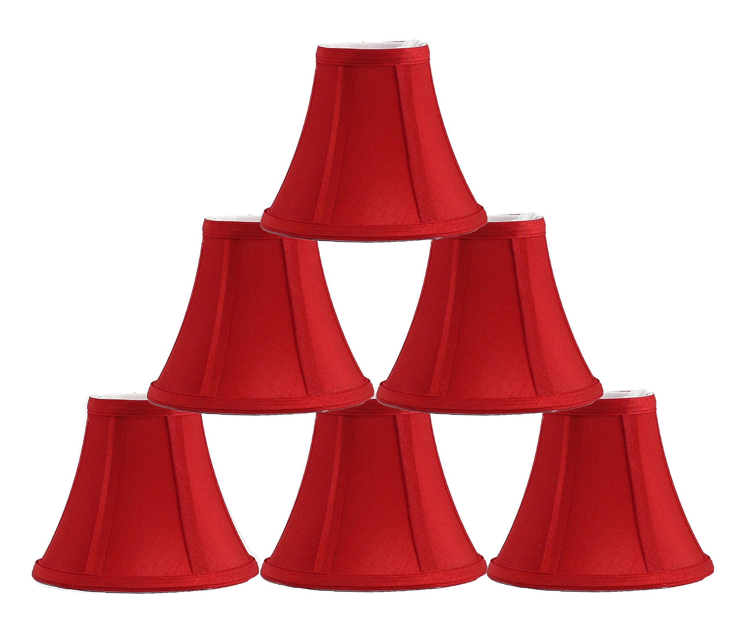 Urbanest Red Silk Bell Chandelier Lamp Shade Set of 6, Clip-on, 3-inch x 6-inch x 5-inch