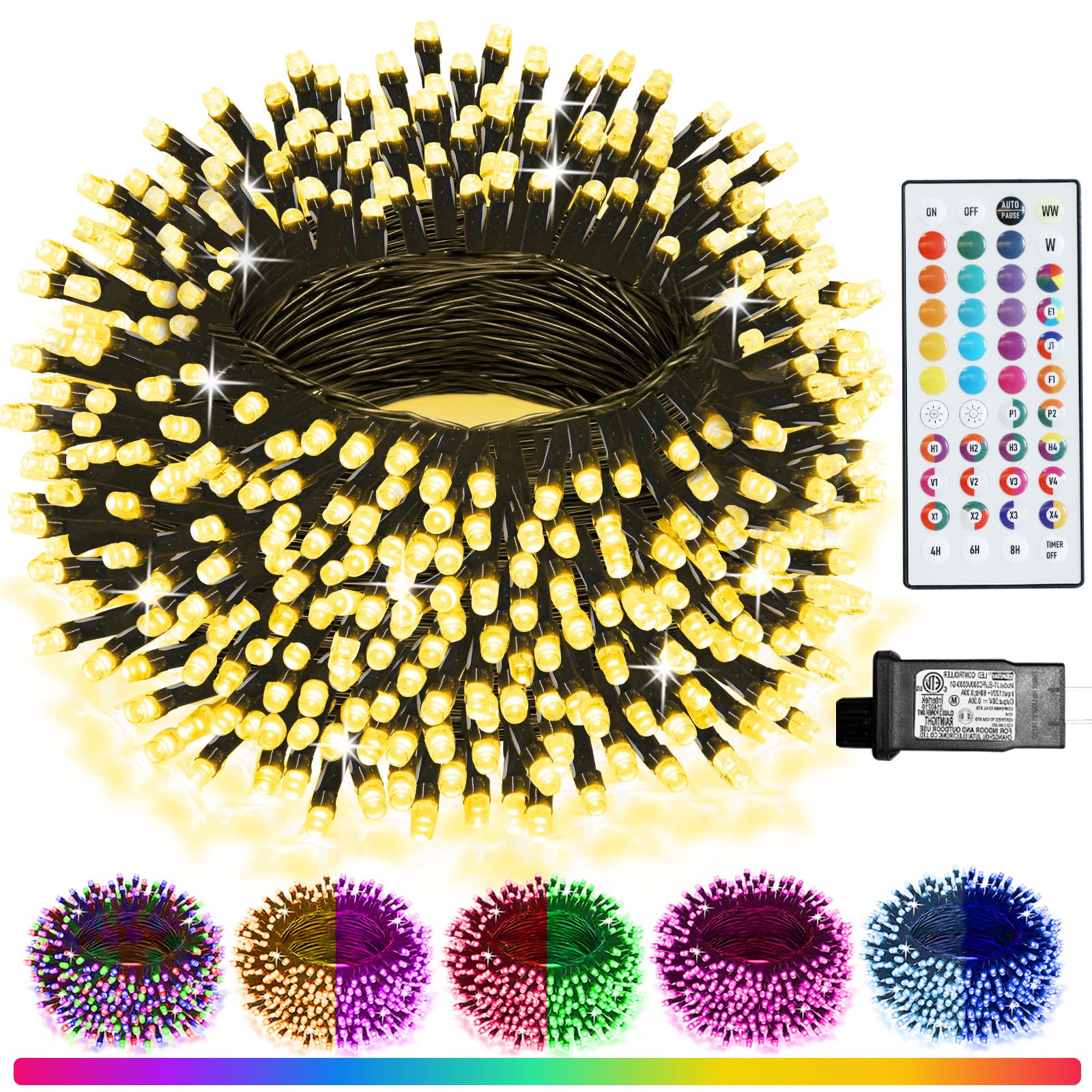 Color Changing Christmas String Lights With Remote  35 Colors 66Ft 200Led String Lights Outdoor Decoration  Connectable Fairy Lights Plug In For Xmas Tree Thanksgiving Christmas Decor  Green Wire