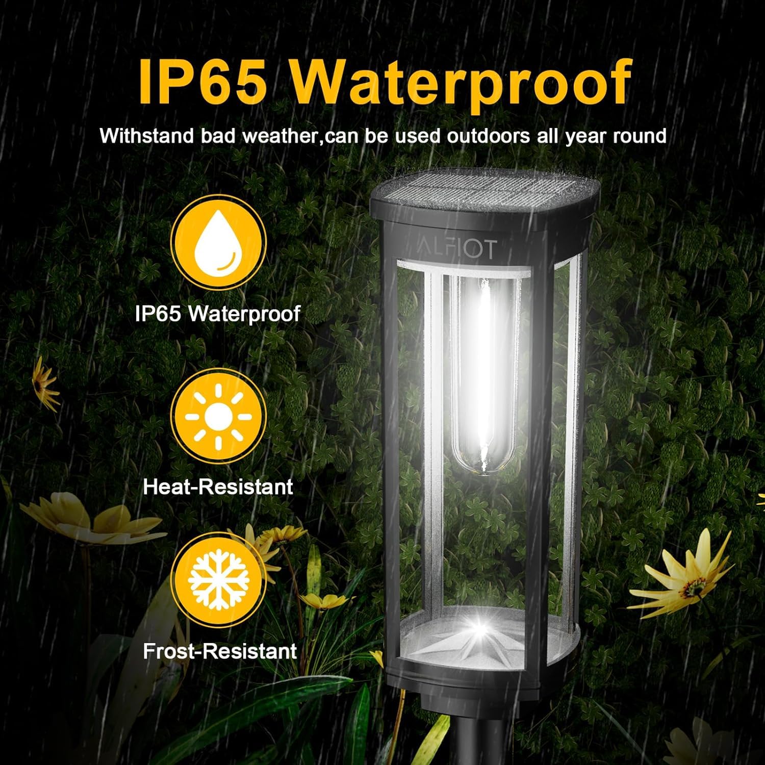Alfiot Solar Pathway Lights Outdoor,6 Pack Solar Lights Outdoor, Ip65 Waterproof Auto On/Off Solar Garden Lights Solar Powered L