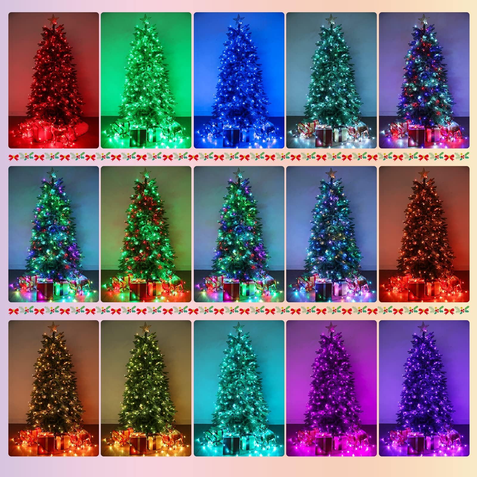 iBaycon Smart RGB Color Changing Christmas Lights, 66FT 200 LED String Lights, Remote & App Controlled for Indoor/Outdoor Decorations