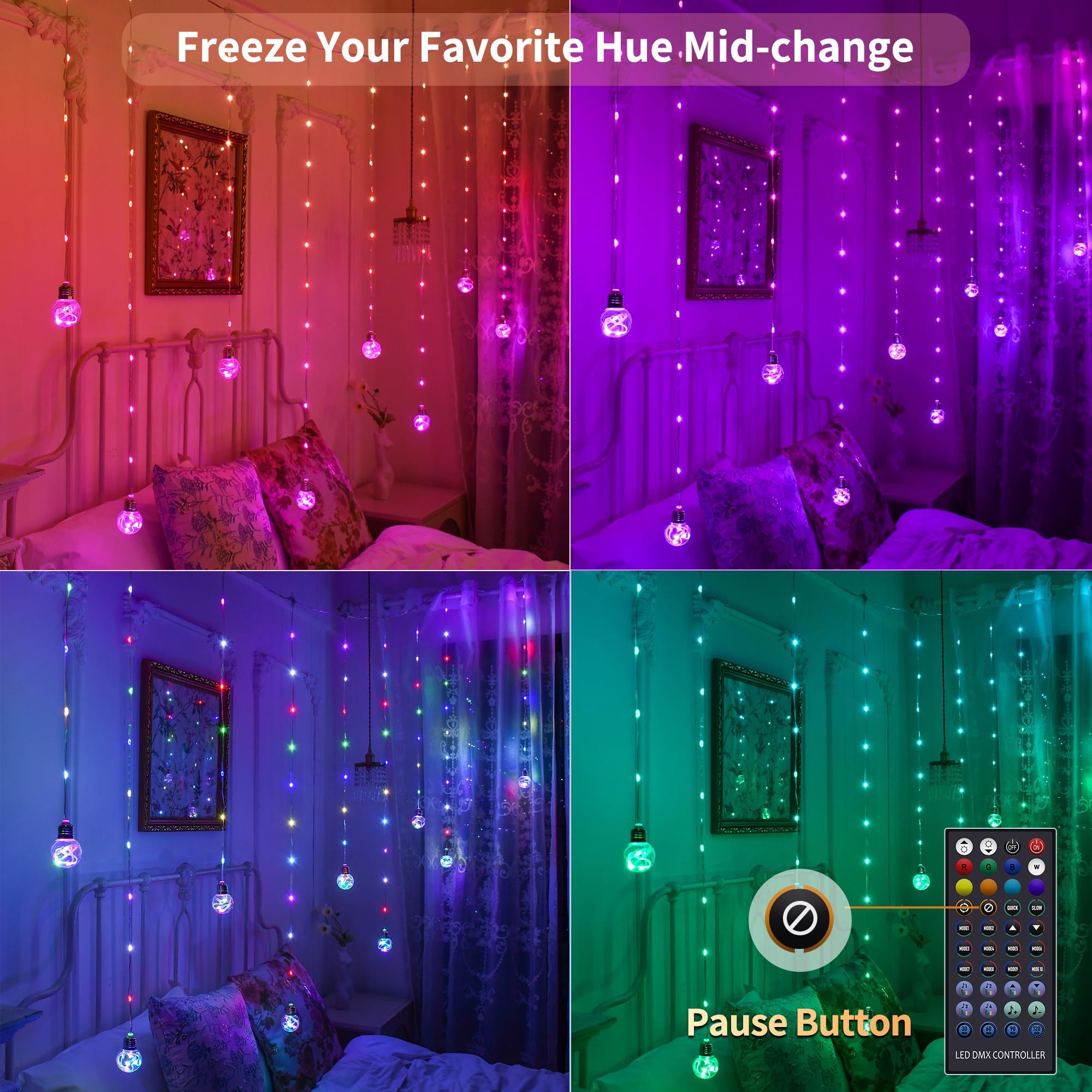 YOLIGHT Color Changing LED Fairy Lights, 9.8 x 3.3 FT, Remote App Control, Music Sync, Copper, Model YL-CLD-200