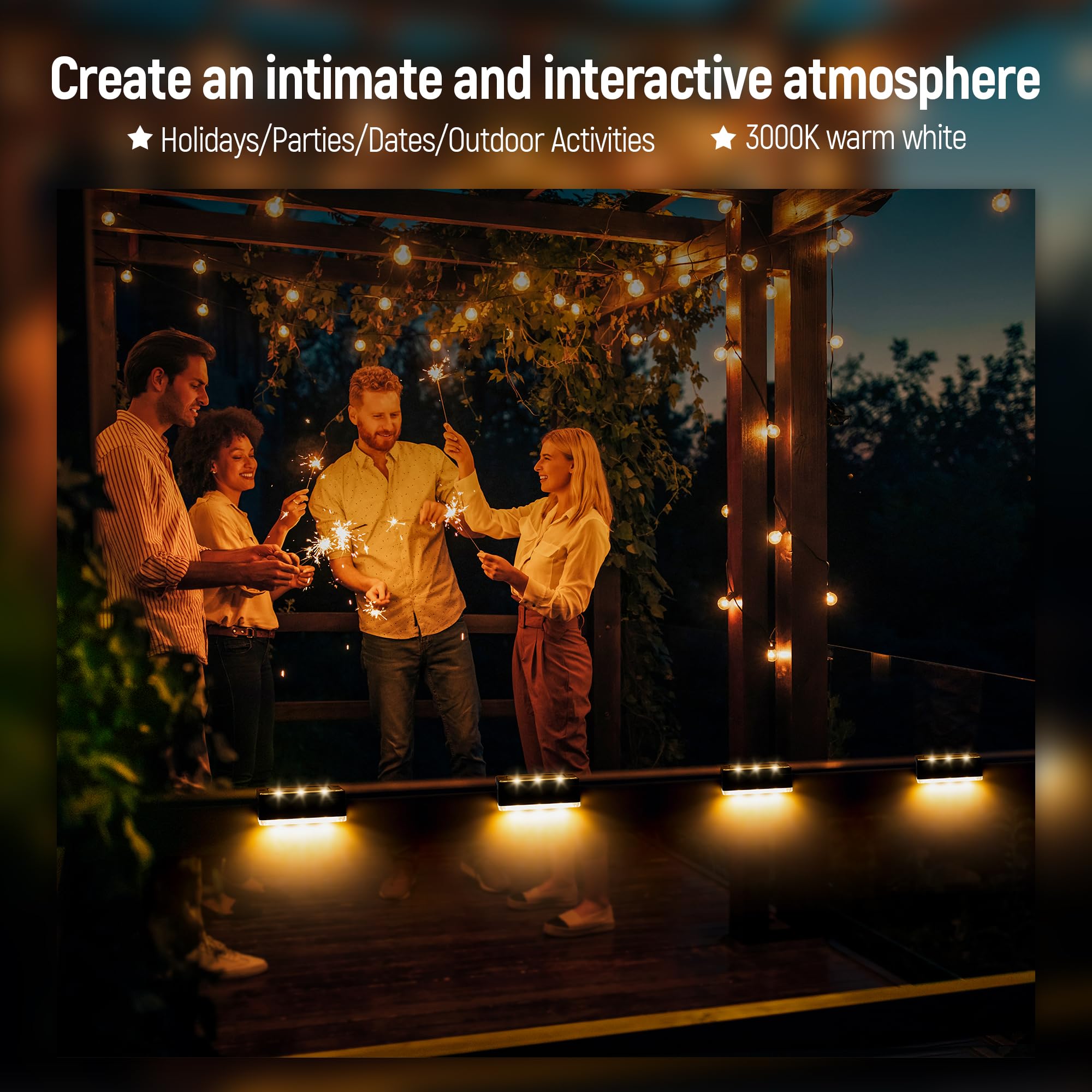 Patiowin Solar Deck Lights 8 Pack, Solar Stair Lights Outdoor Waterproof For Patio, Fence, Front Porch, Balcony, Deck Railing, G