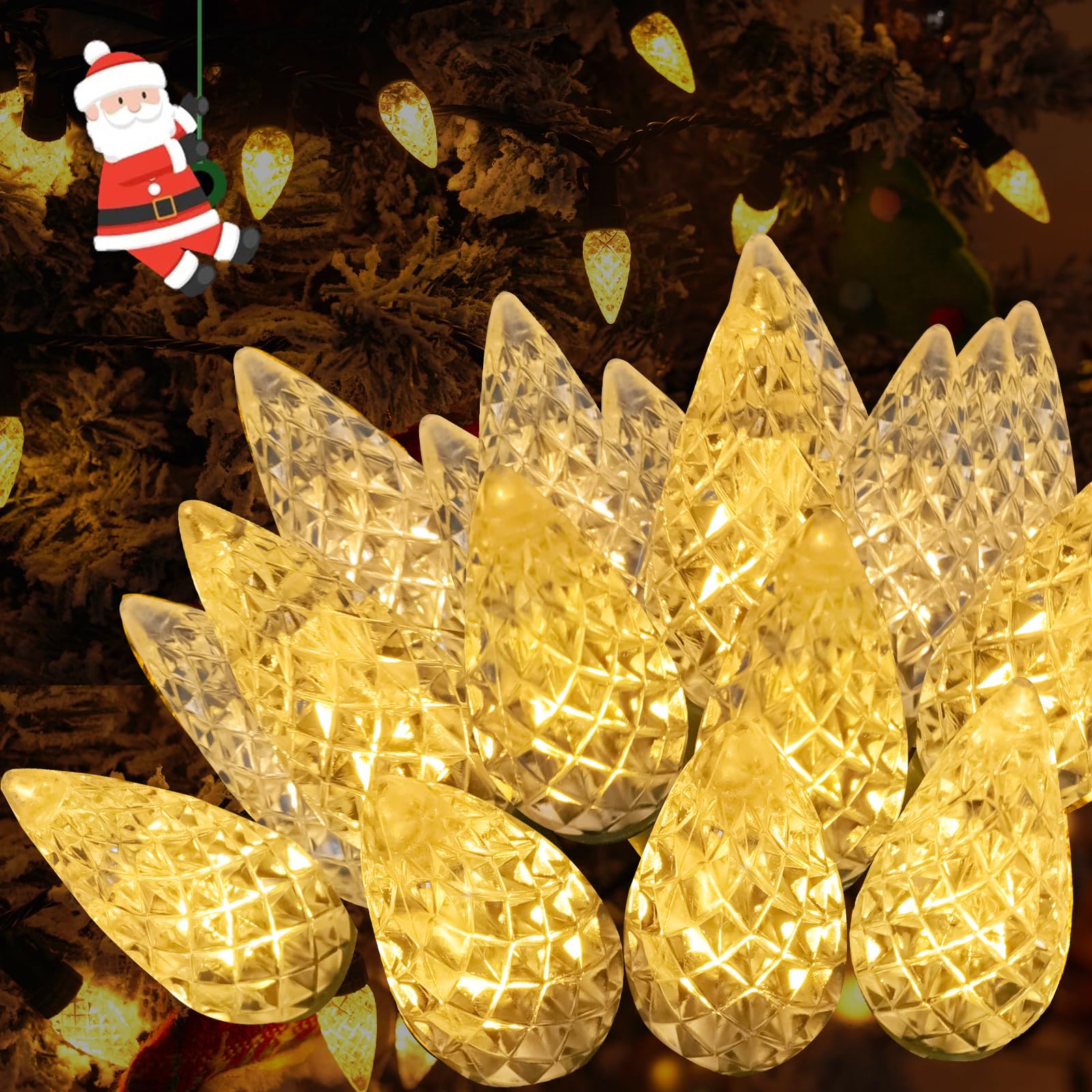 240 Led 78Ft C6 Christmas String Lights  Super Long Christmas Lights Outdoor Indoor With 13 Modes & Timer  Waterproof Fairy Twinkle Light Plug In For Tree Garden Party Xmas Decorations (Warm White)