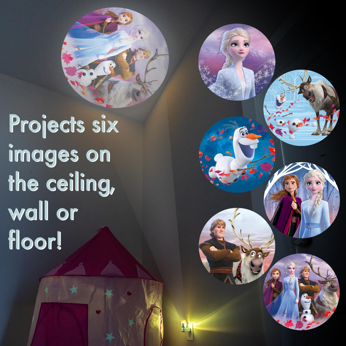 Projectables Logo Projectables 45028 Disney Princess LED Girl 6-Image Night Light, 1 Pack ...