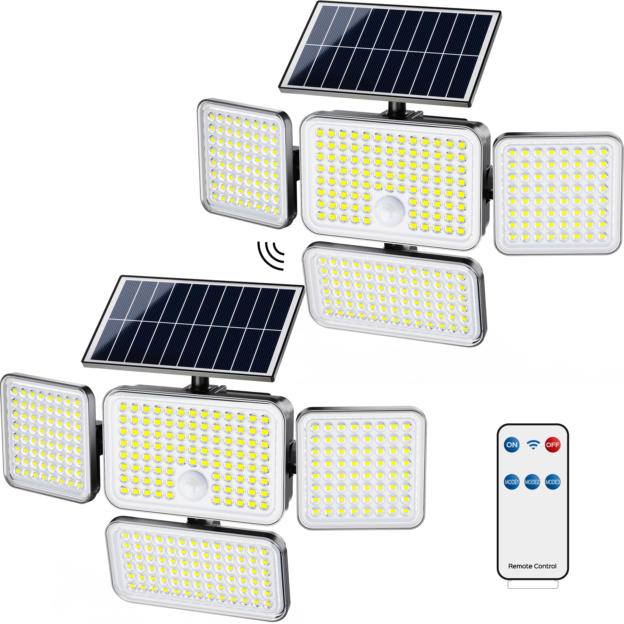 Jackyled Solar Lights For Outside, 304 Led 8500K Motion Sensor Outdoor Lights, 4 Adjustable Heads 3 Mode Solar Flood Lights, Ip6