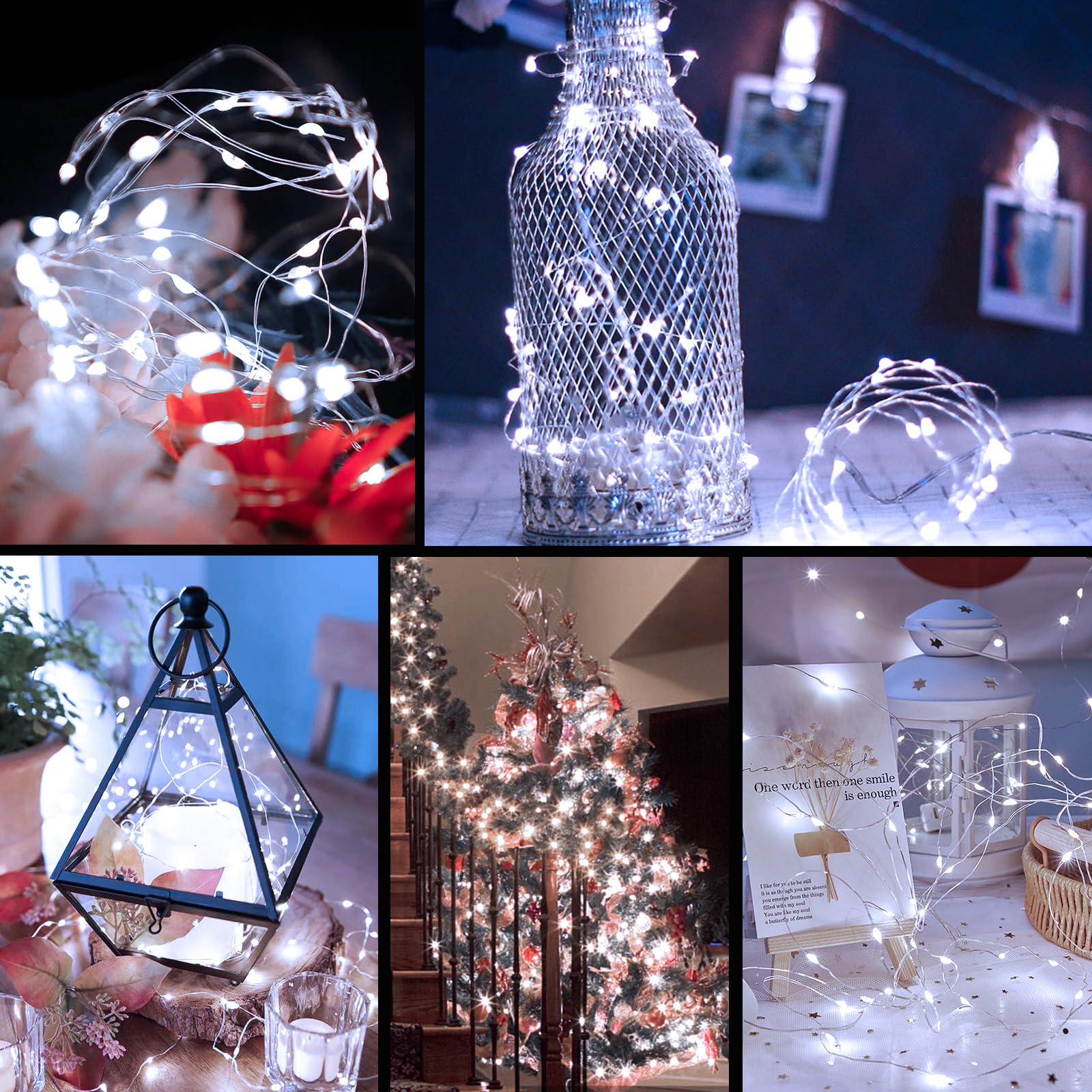 ZGWJ Fairy Lights String Lights 20 LED 7FT Battery Operated 3 Modes Indoor Outdoor Decoration White 50PCS A01-Mini