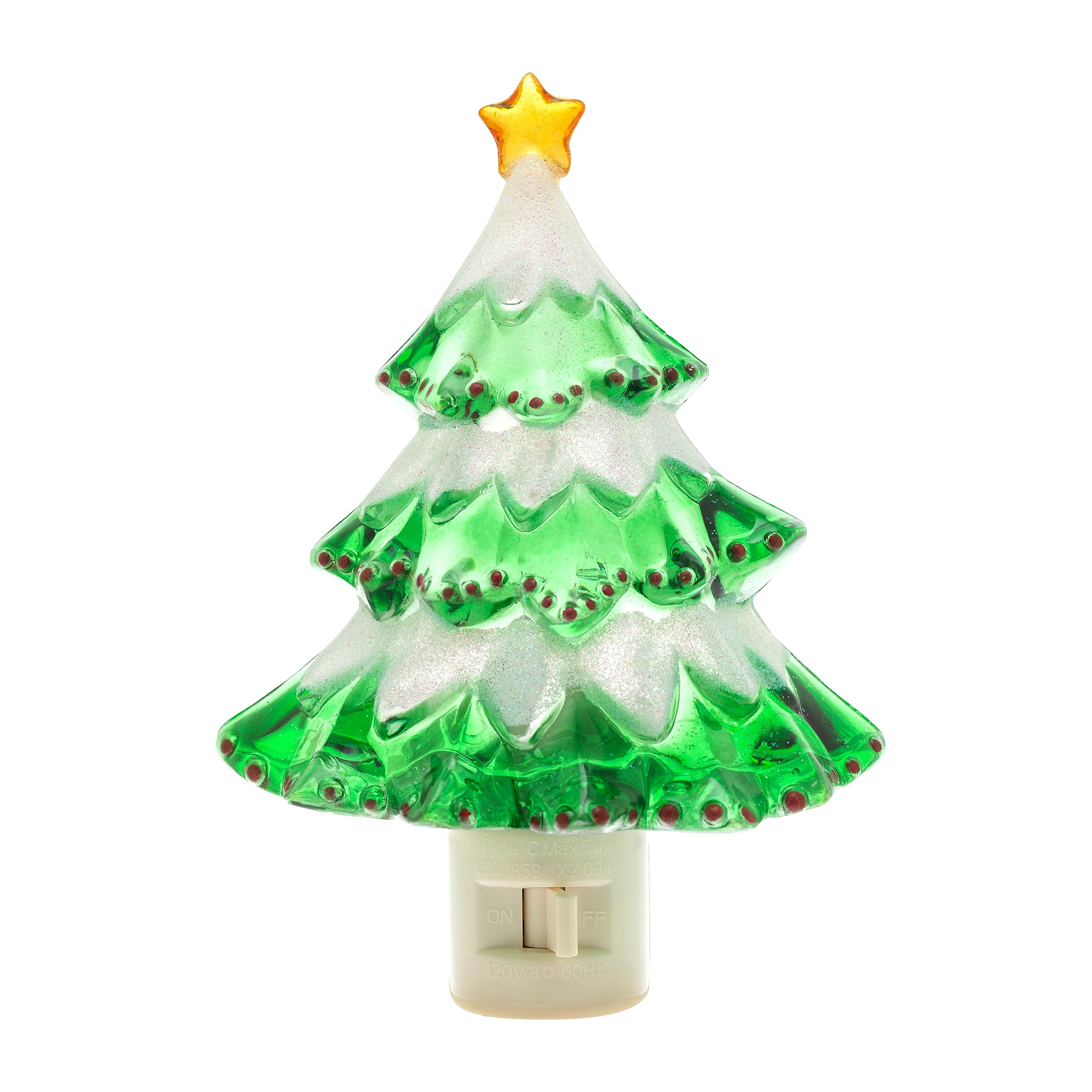 Creative Hobbies Snow Covered Christmas Tree Holiday Decor Night Lights - Includes 5W C7 and Rotational Socket with On/Off Switc