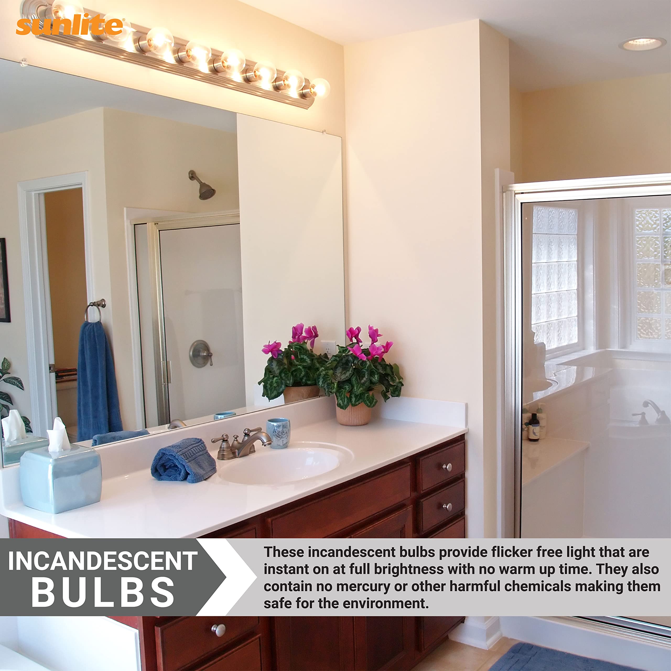 Sunlite G16.5 Globe Light Bulbs, 15W Candelabra Base (E12), 120V, Clear Incandescent, Dimmable, 12 Count, 2600