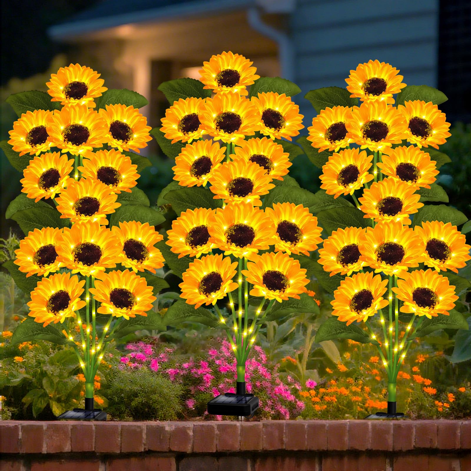 VOOKRY Solar Lights Outdoor, 6 Pack with 36 Sunflower Lights, Waterproof Solar Flowers Garden Decor, Birthday Gifts for Mom Wome