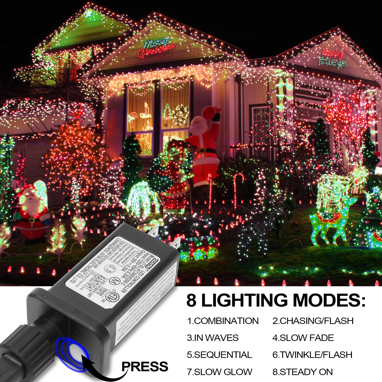 Illuminew Christmas Lights - 98Ft 300 Count Connectable Waterproof Led Fairy Lights Bulbs For Indoor Outdoor Christmas Tree Wedding ValentineS Day Decor (Red Green  150 Count - 2 Pack)