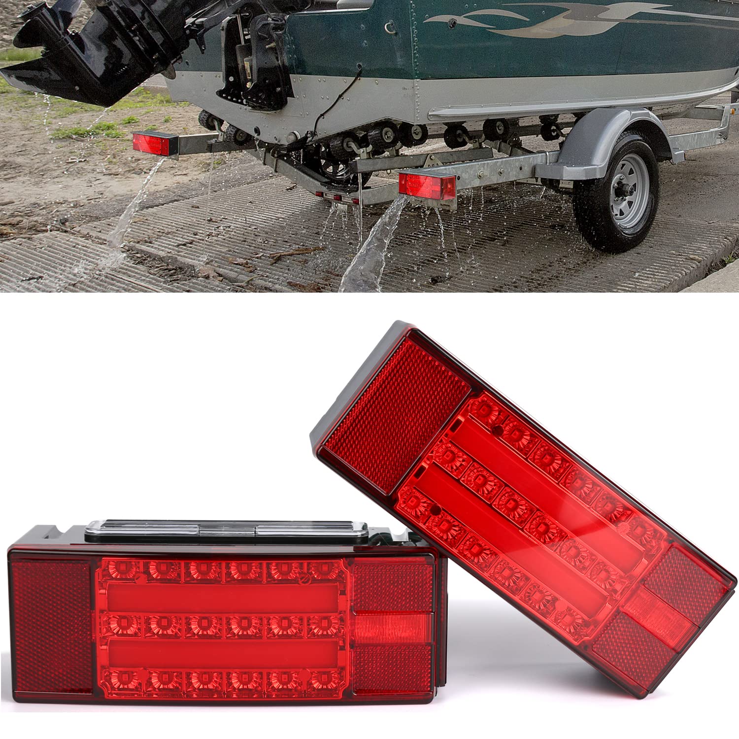 Linkitom New Halo Rectangular Submersible Led Trailer Light, Super Bright Brake Stop Turn Tail License Lights For Camper Truck R