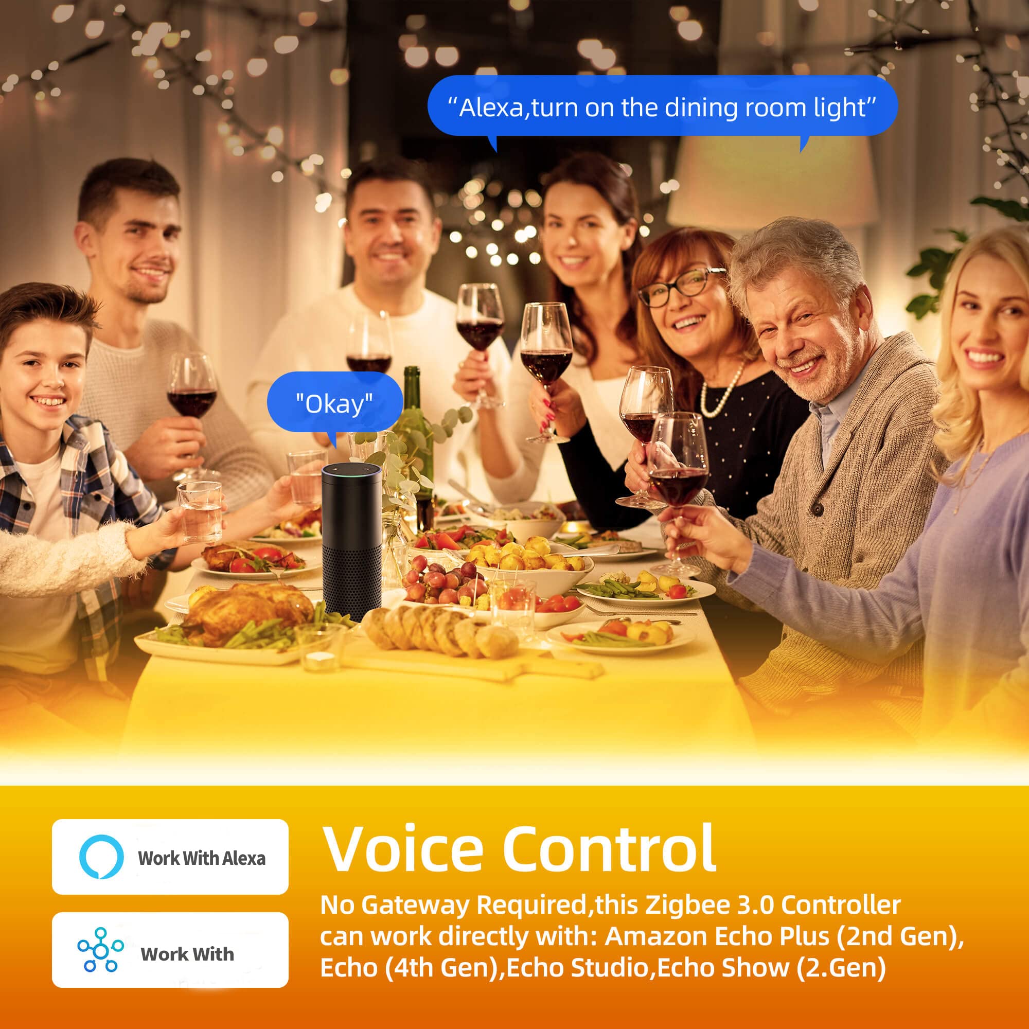 GIDEALED Zigbee RGB LED Strip Lights Kit, 65.6ft, Model ZC05M-20, Smart Voice & APP Control, Plastic Material