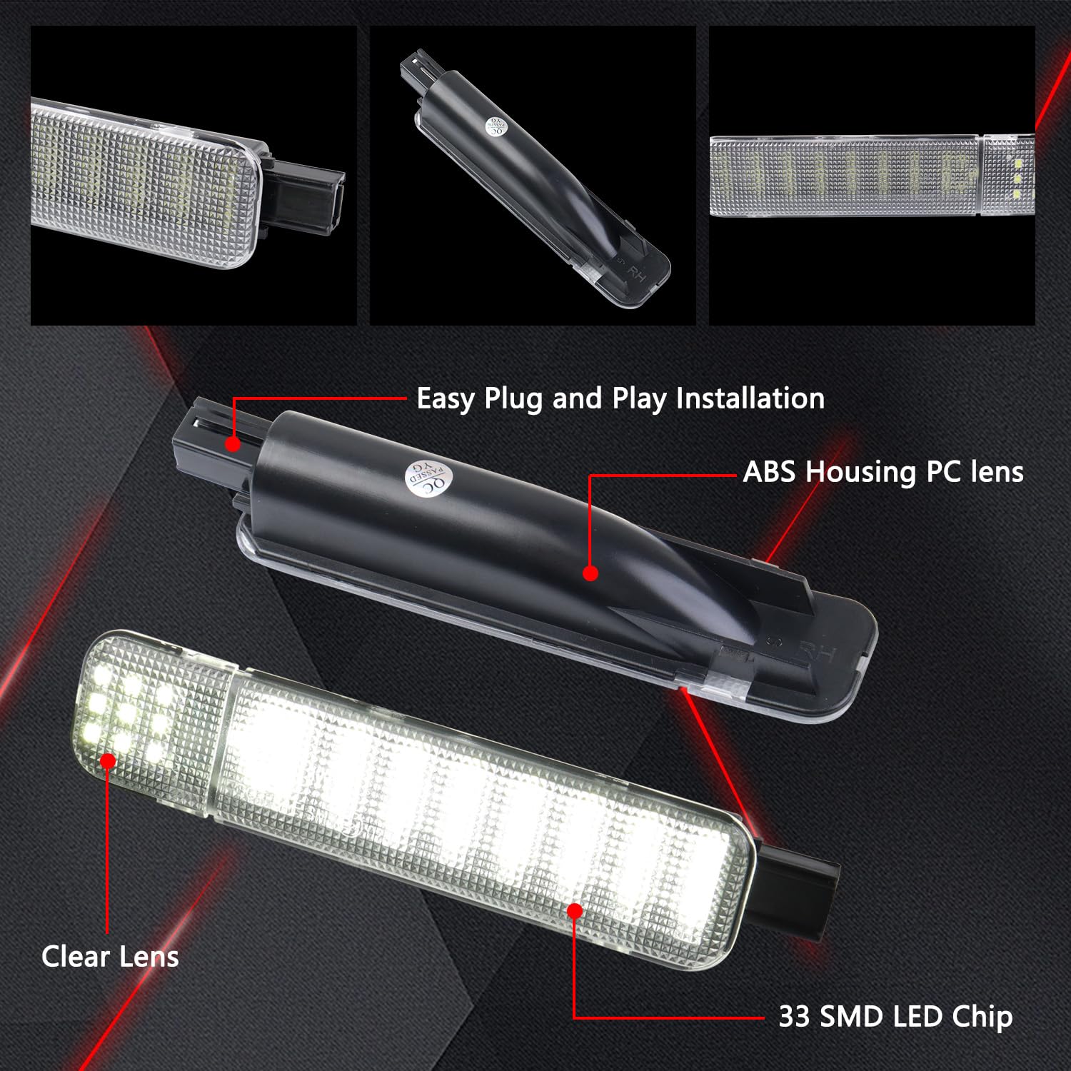 Afeisol White Led Side Door Panel Lights Courtesy Light Fit For Chevy Sierra Gmc C/K  Yukon Silverado 1500 2500 3500 Avalanche  Suburban  Hum-Mer H2 4Pcs Car Interior Panel Lighting