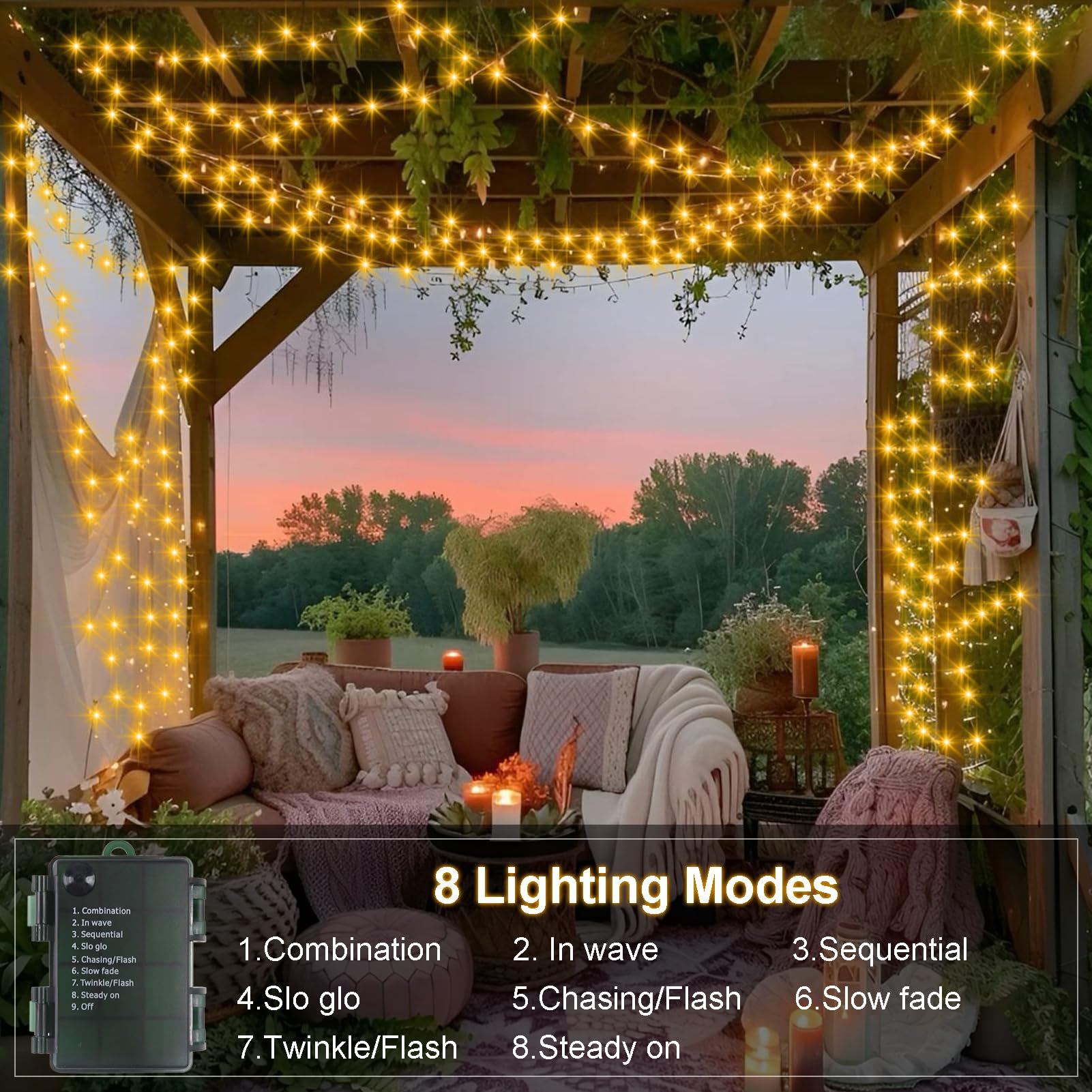 2 Pack String Lights Battery Operated, Each 23Ft 70 Led Christmas Lights With Timer 8 Modes Twinkle Fairy Light Clear Wire For W