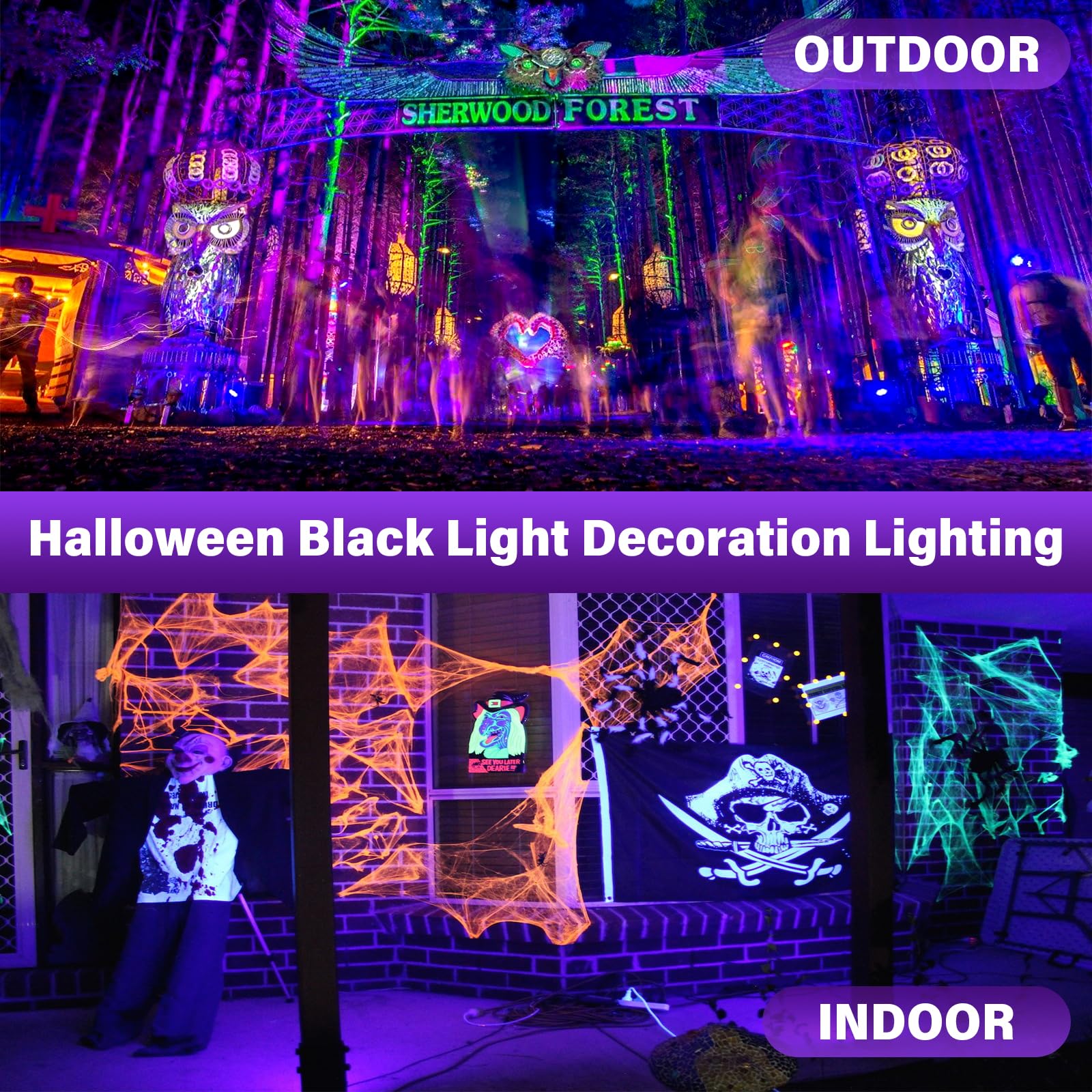 Gprk Rechargeable Black Light, Battery Powered Blacklight, Cordless 395Nm Ultraviolet Flood Light For Neon Glow Party, Aquarium, Body Paint, Fluorescent Poster, Halloween, 1 Pack