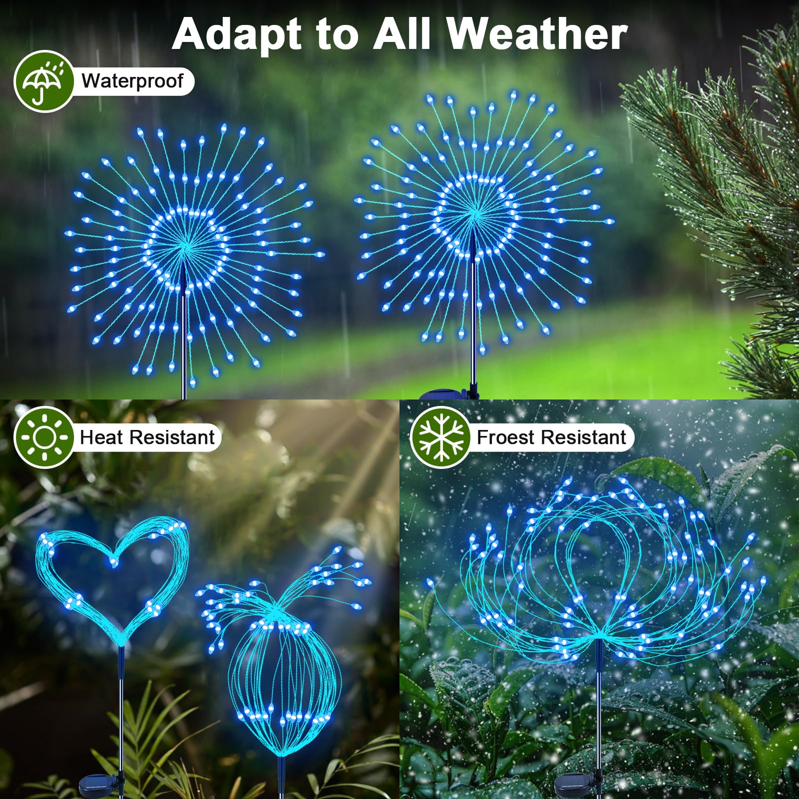 Yaafen Solar Lights Outdoor Garden Decor, 2 Pack 160Led Waterproof Solar Lights With 2 Lighting Modes, Auto On/Off Solar Swaying