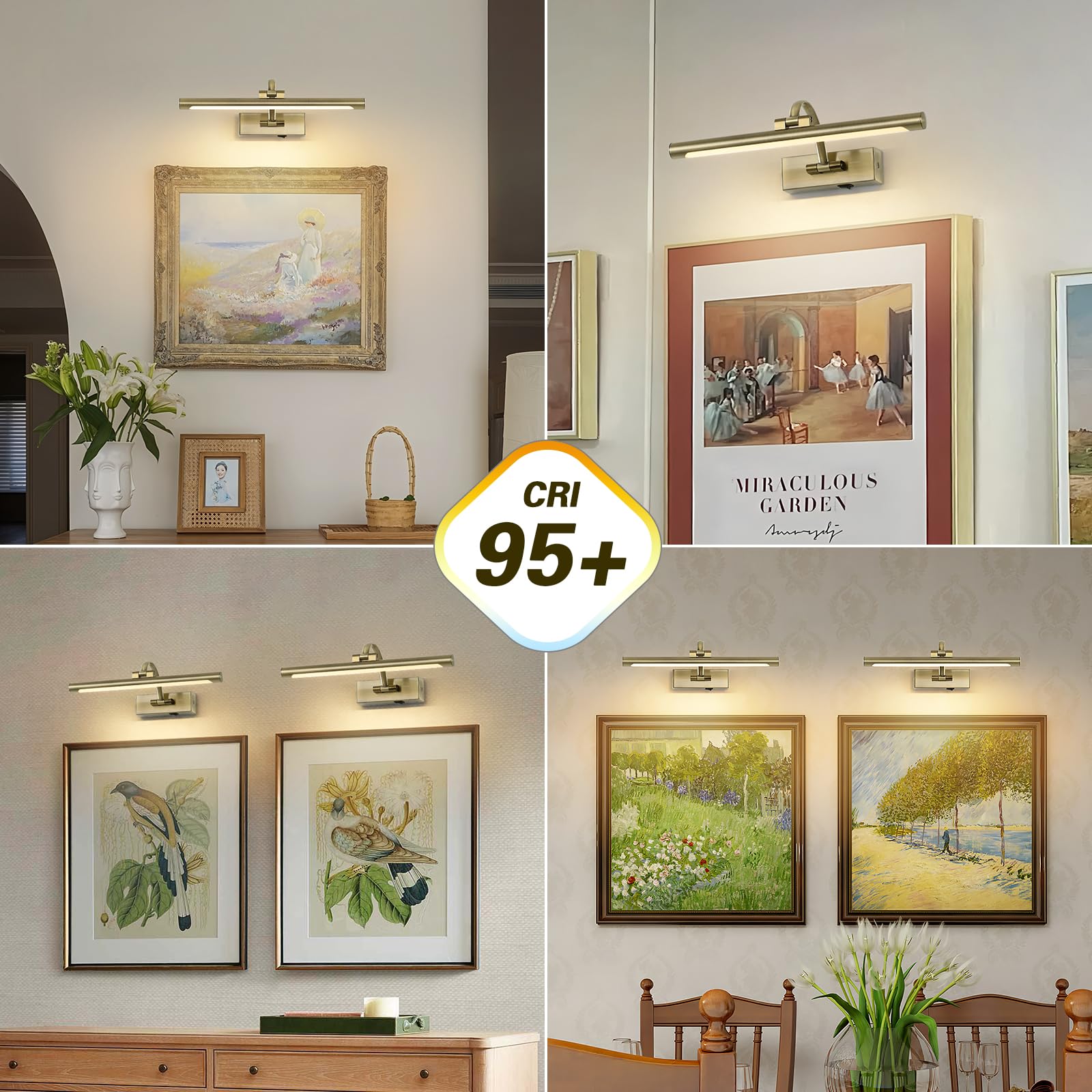 DESOOP Wireless Picture Light, 16" Adjustable Art Light, Antique Bronze, Remote & Timer, Model 7115