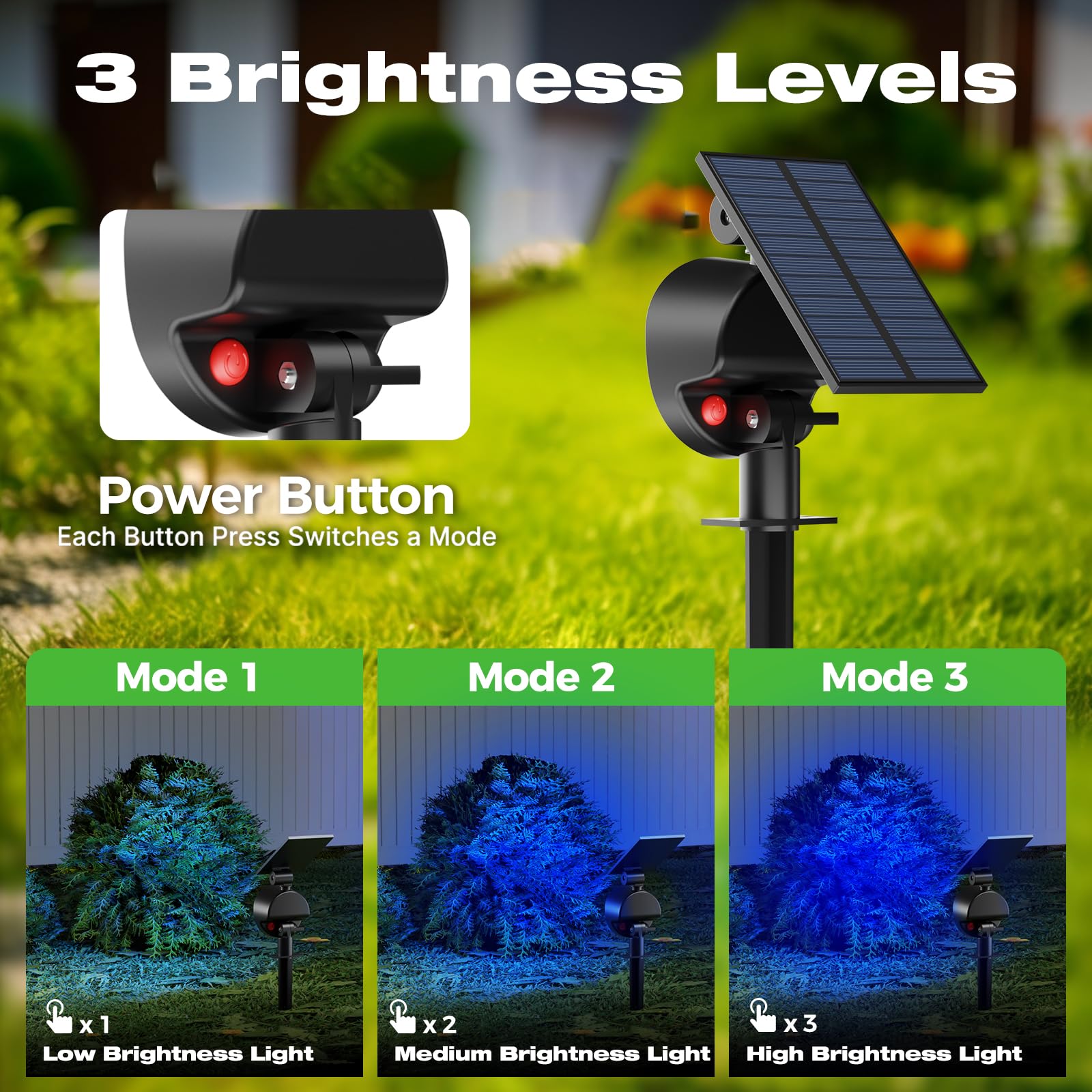 Nipify 2 Pack Solar Spot Lights Outdoor Waterproof  Solar Spotlight Light For Outside Yard Landscape Lighting Pathway Lights Wall Auto On/Off  Blue