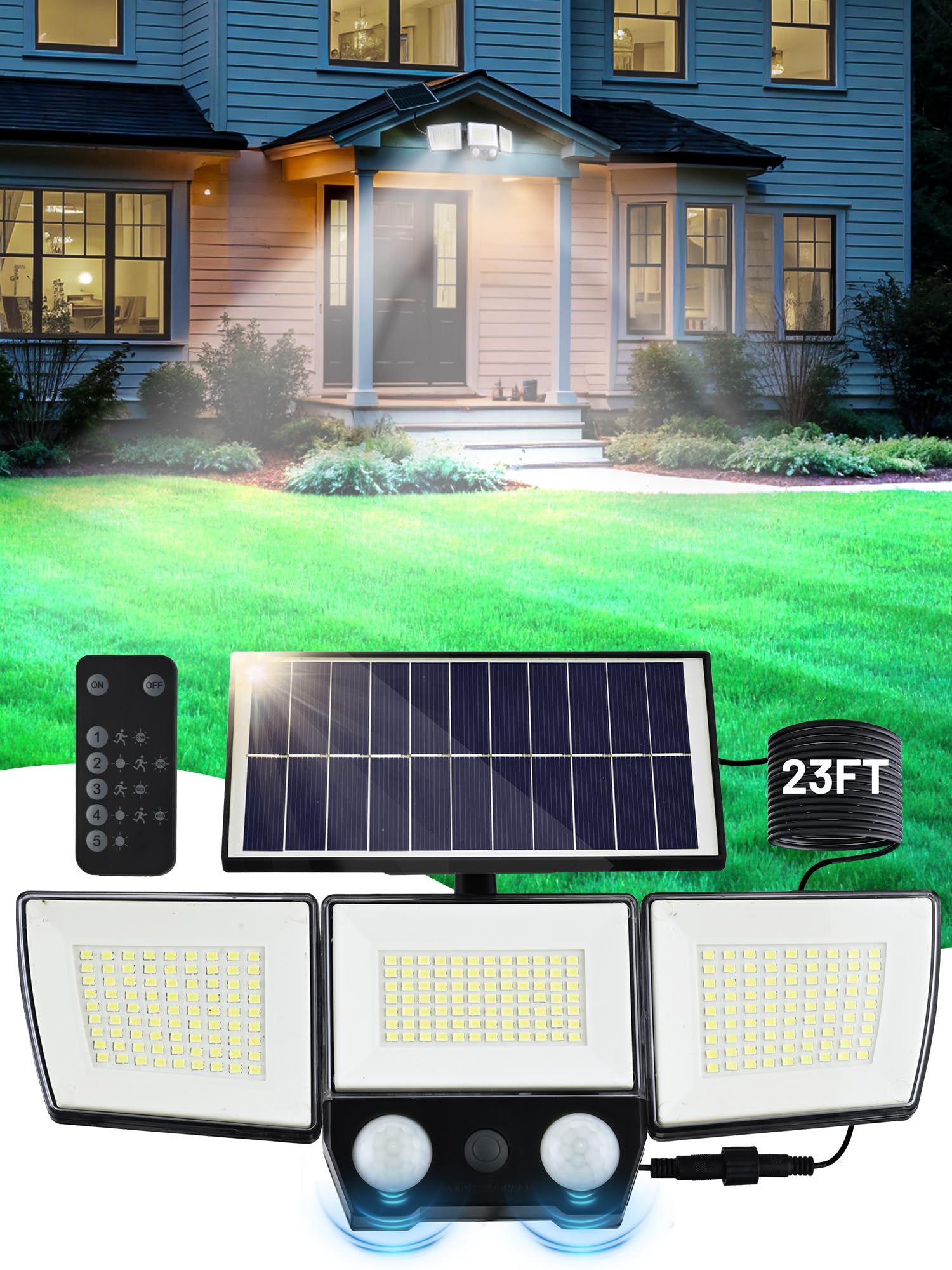 ReinHoo Solar Flood Lights Outdoor 246 LED 5 Lighting Modes 1 Pack with Remote Control Black Model JX-BD011D-3S