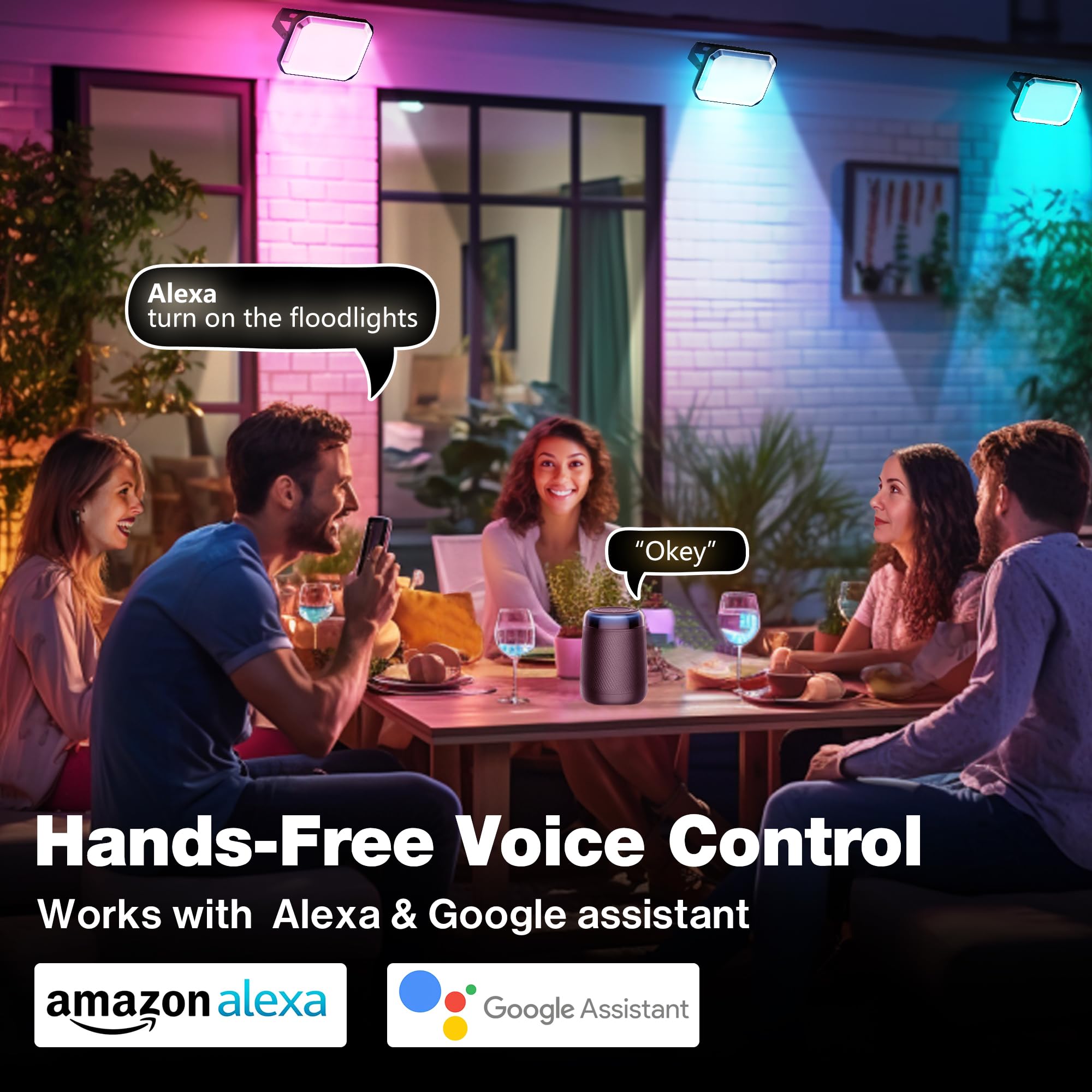 Nopoor Rgb Led Flood Light - Smart Outdoor Landscape Lights, Ip65, App Control, 2700-6500K