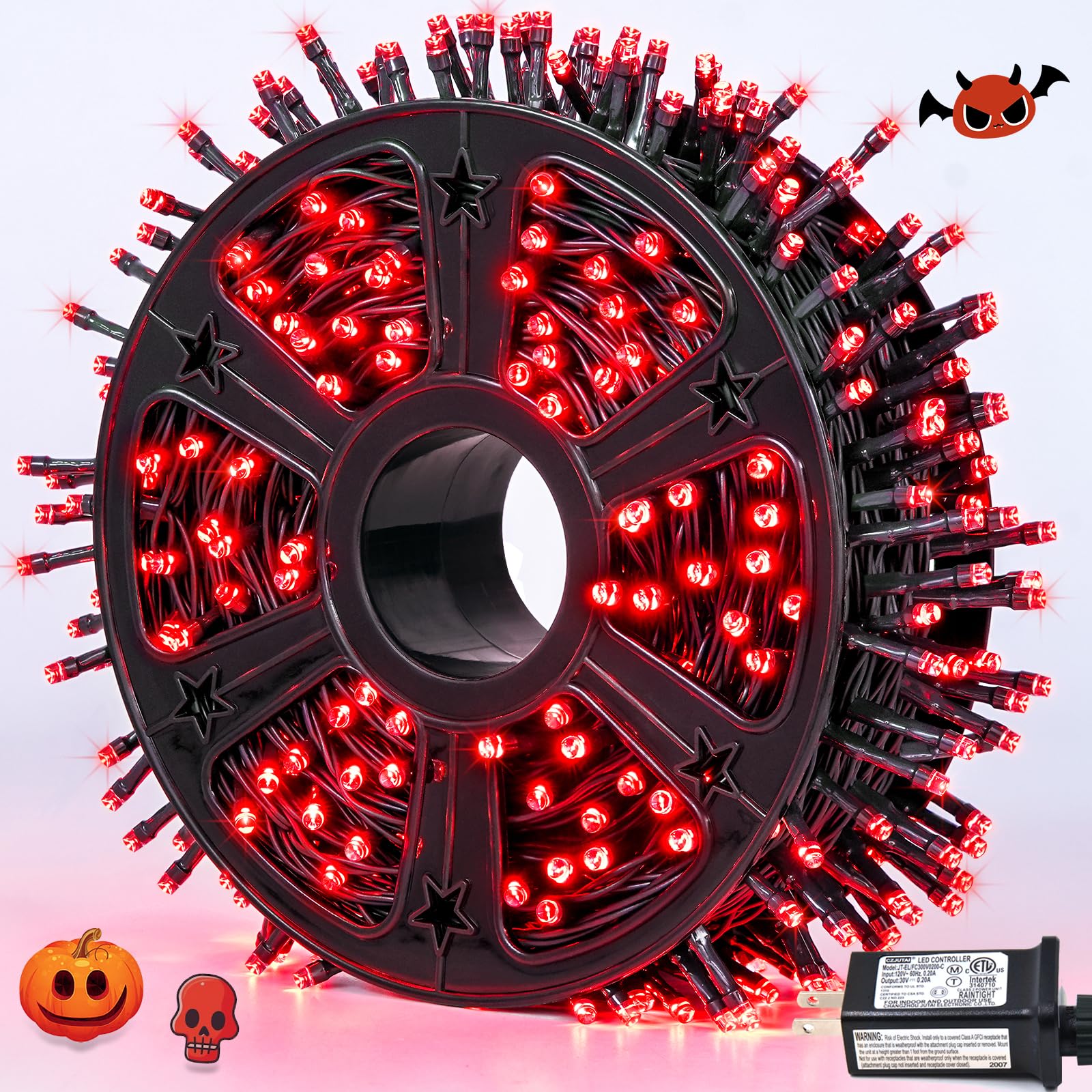 JMEXSUSS 500 LED Red Outdoor Twinkle Lights, 173ft Waterproof Christmas Lights, Model EXS-S-0500
