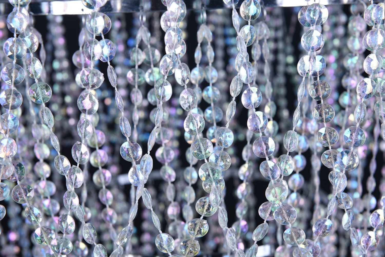 Flavorthings 4-Tier Iridescent Faux Crystal Chandelier - 24&quot; Wide, 3 Ft Long For Weddings & Events